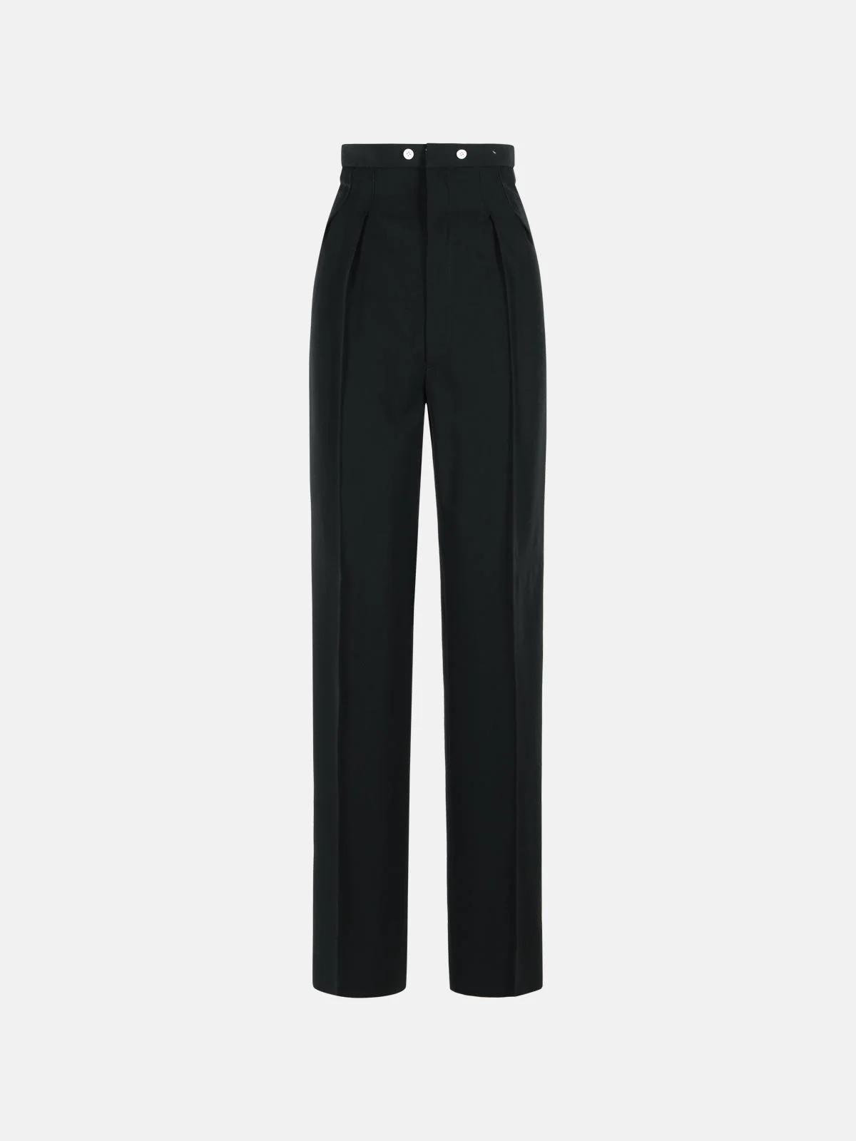 BLACK WOOL PANTS - 1