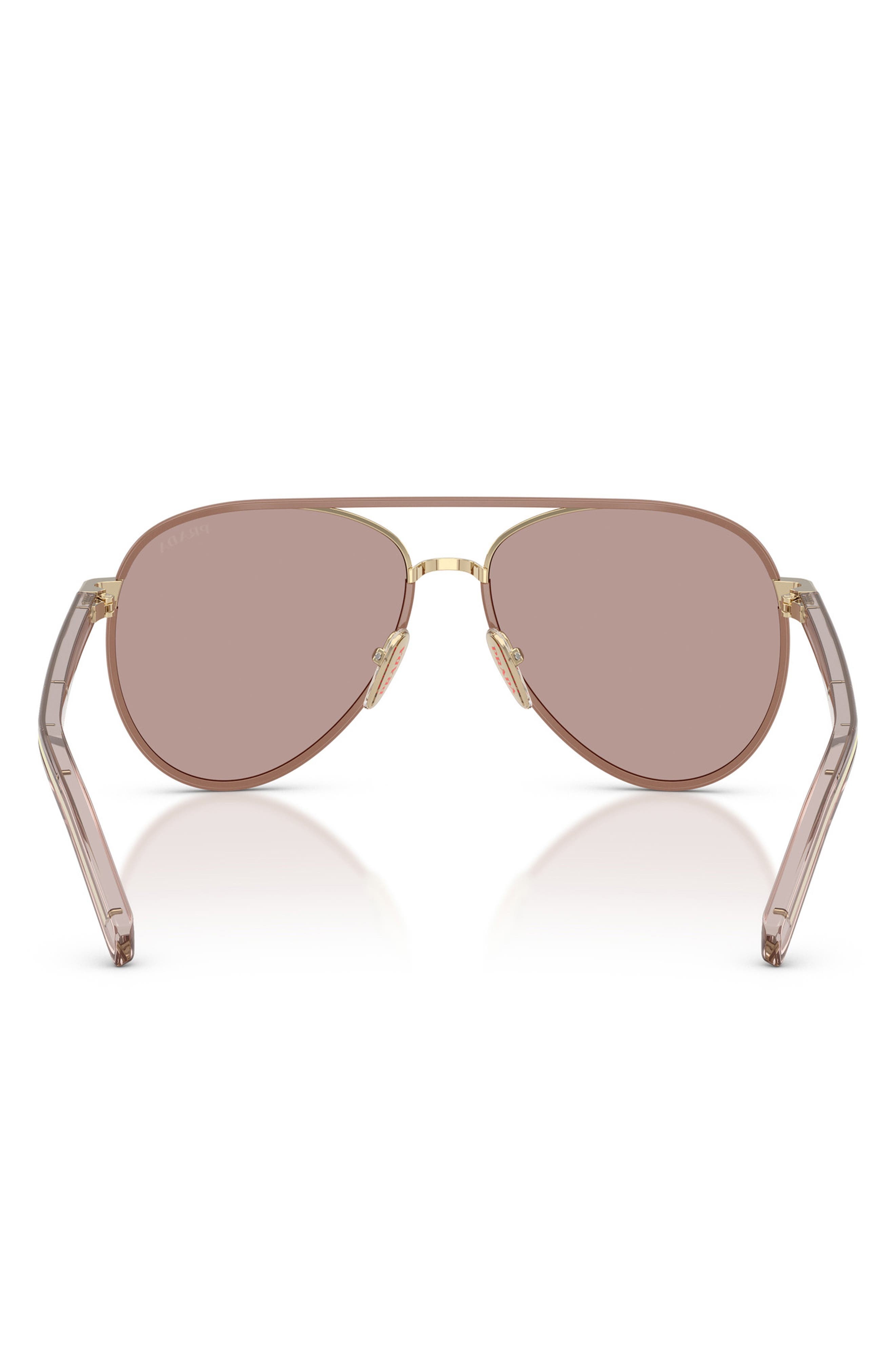 Prada 59mm Pilot Sunglasses in Pale Gold/Light Purple Brown at Nordstrom - 4