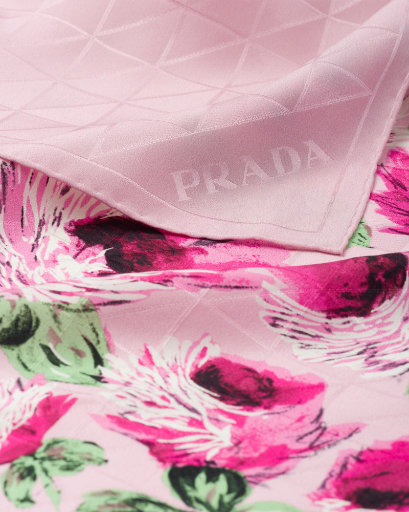 Prada Crepe de chine jacquard scarf outlook
