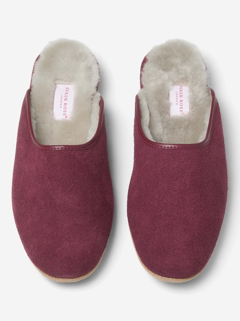 Women's Mule Slippers Imogen Suede Sheepskin Bordeaux 5
