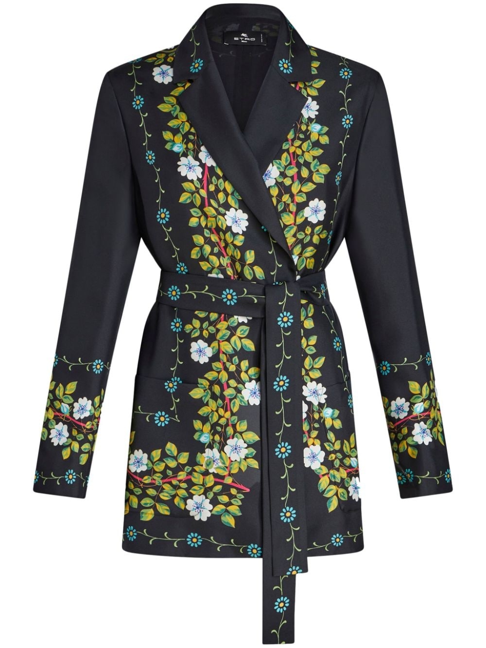 floral-print silk jacket - 1