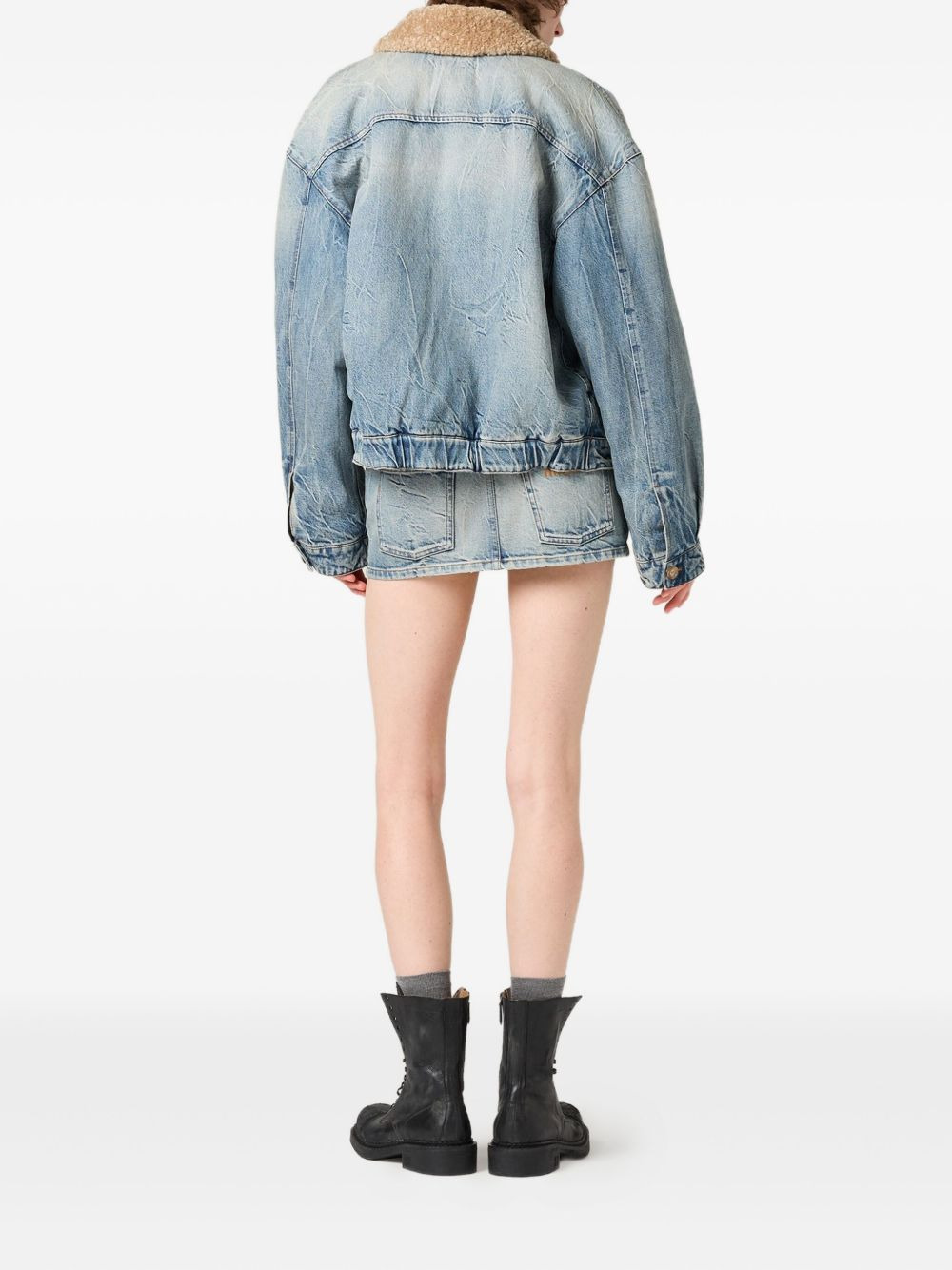 shearling-collar denim jacket - 3