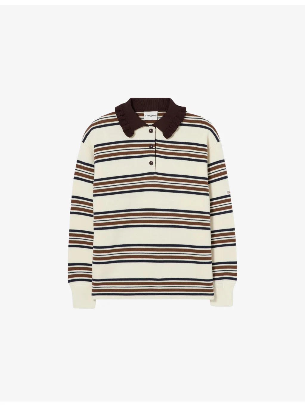 Oversized Striped Knitted Polo Jumper - 1