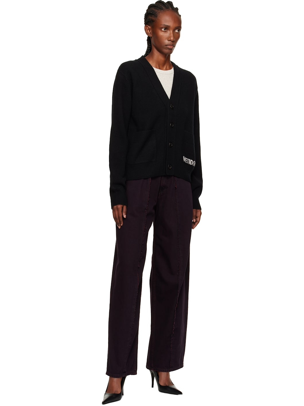 Black Pocket Logo Knit Cardigan - 4