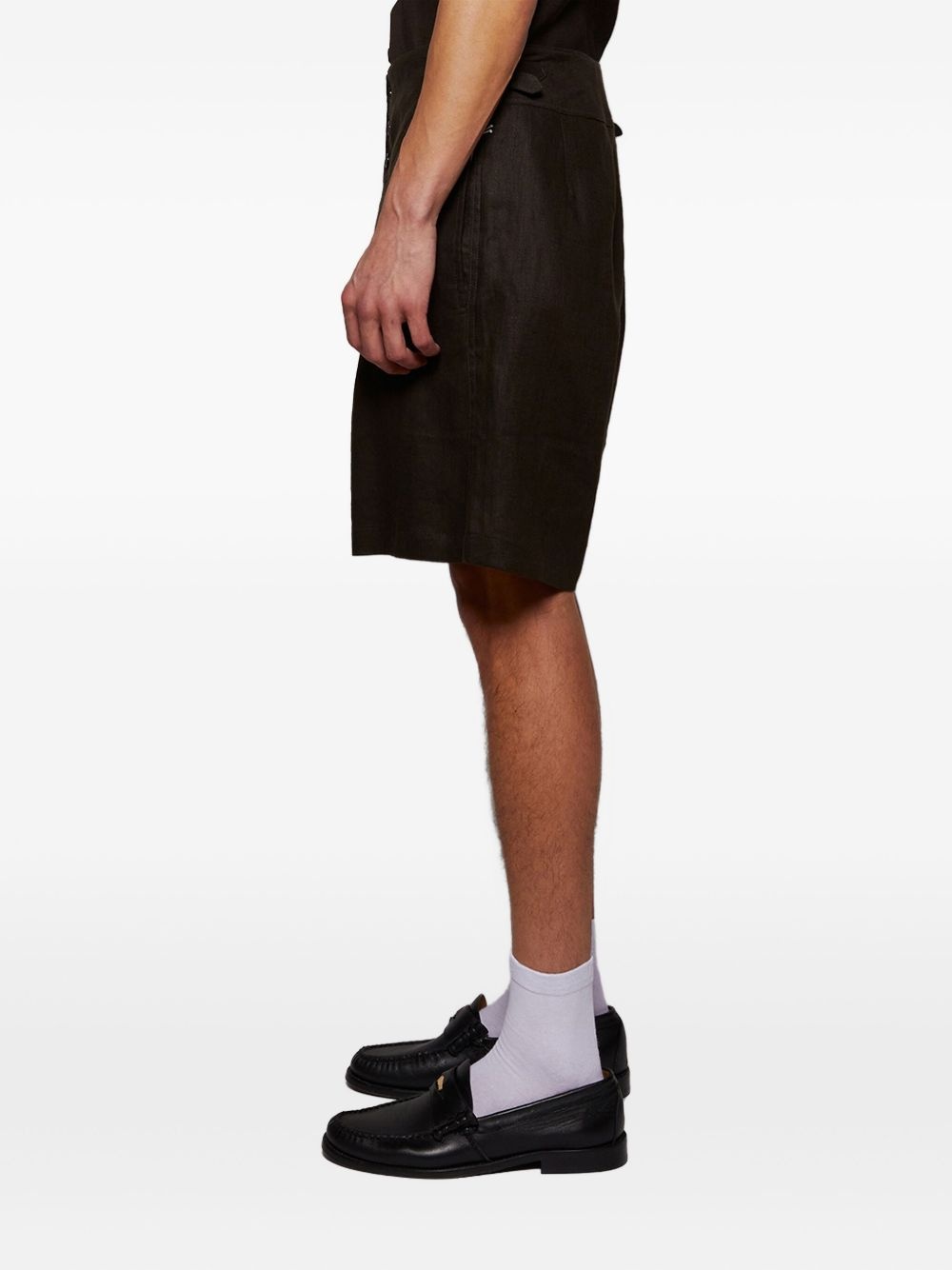 linen button-front shorts - 4