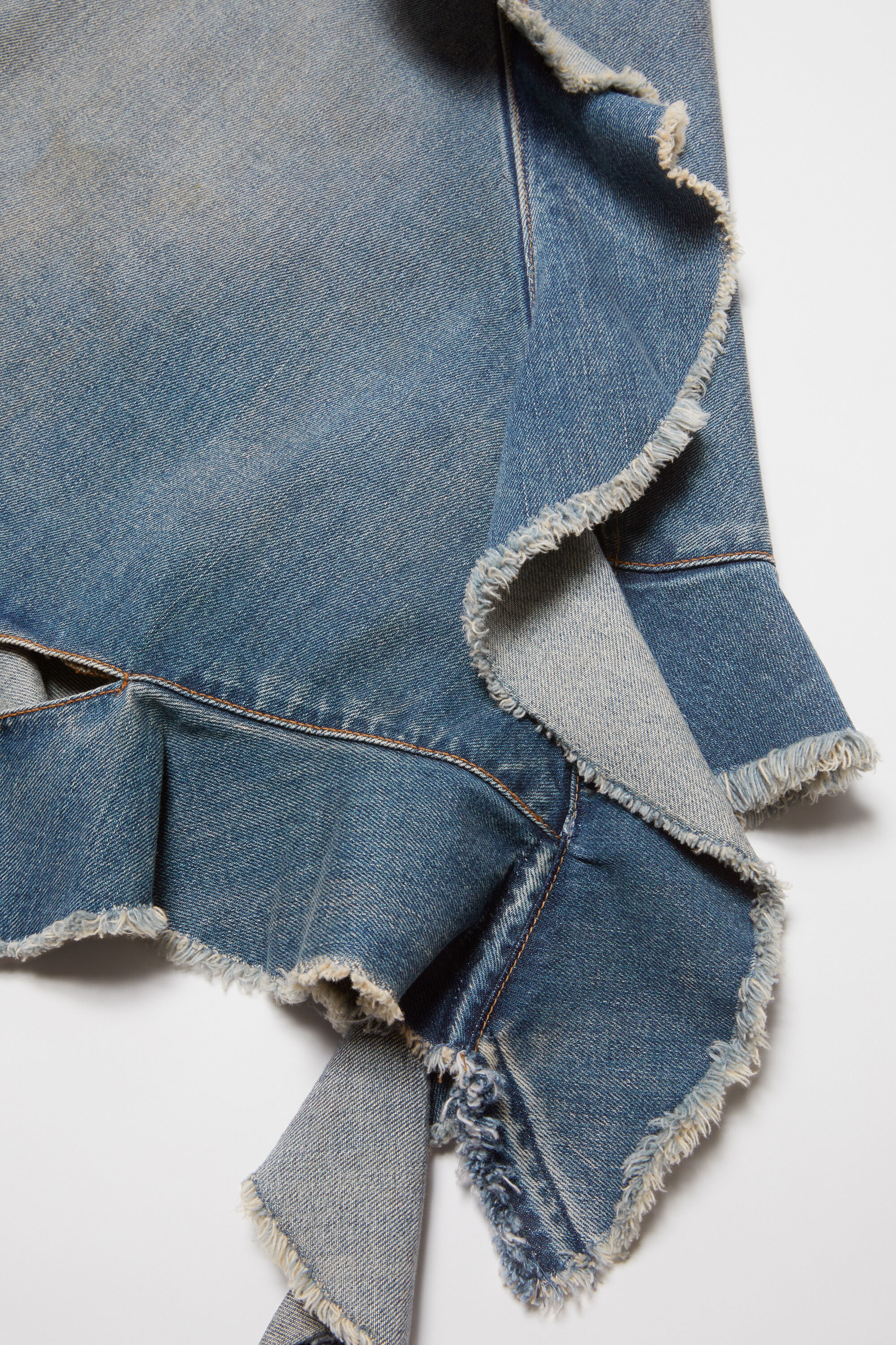 Ruffle strap denim dress - Mid Blue - 6