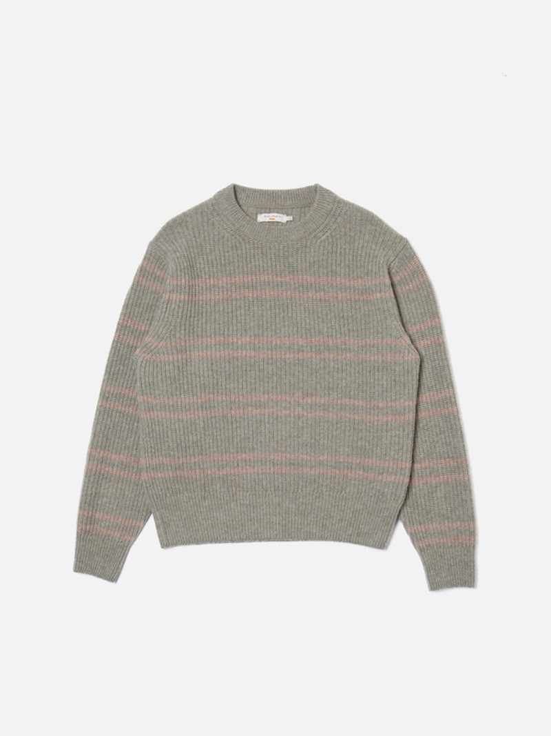 Gurra Striped Sweater Green Melange 1