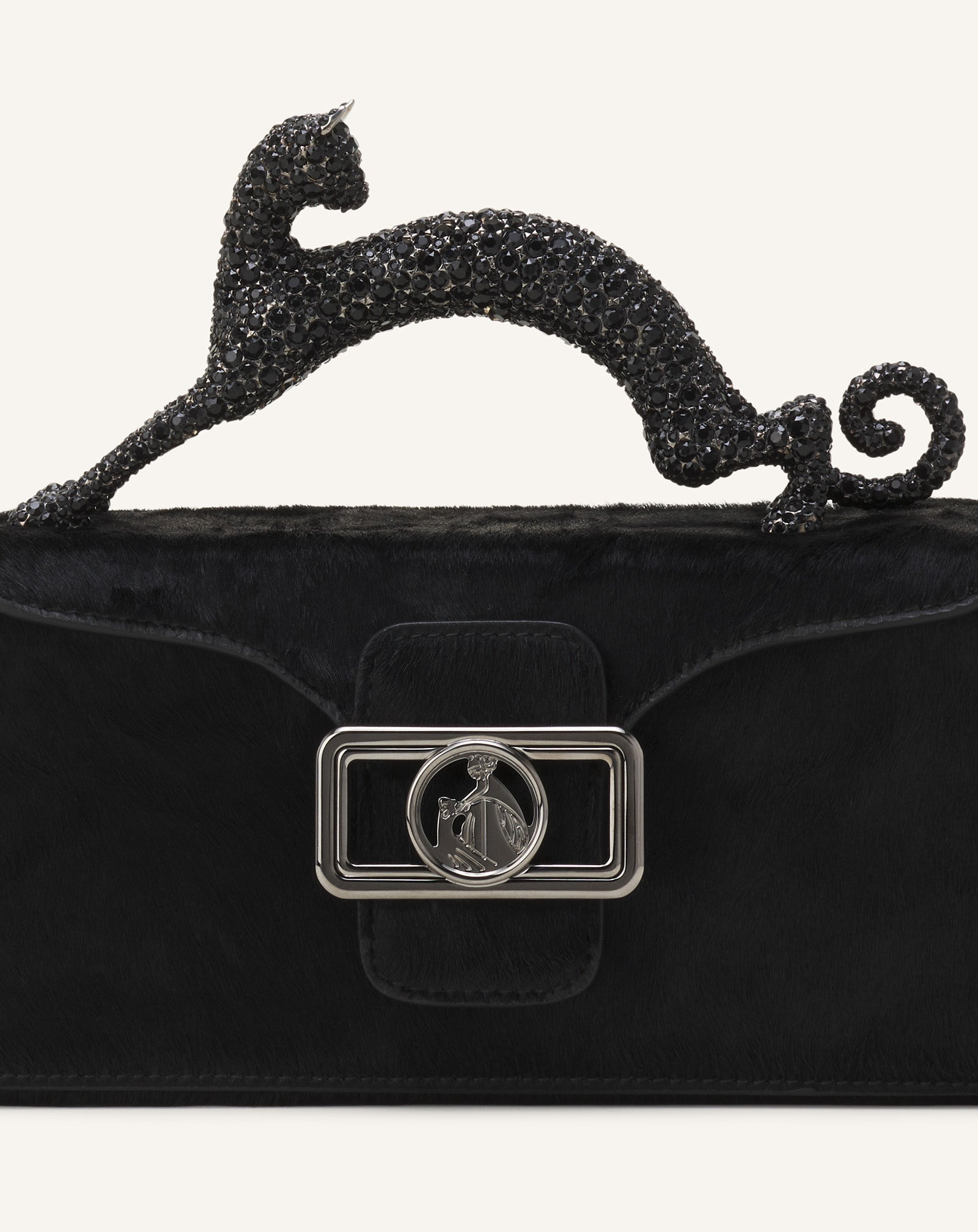 PENCIL CAT NANO LEATHER BAG WITH PONY EFFECT AND RHINESTONES - 7