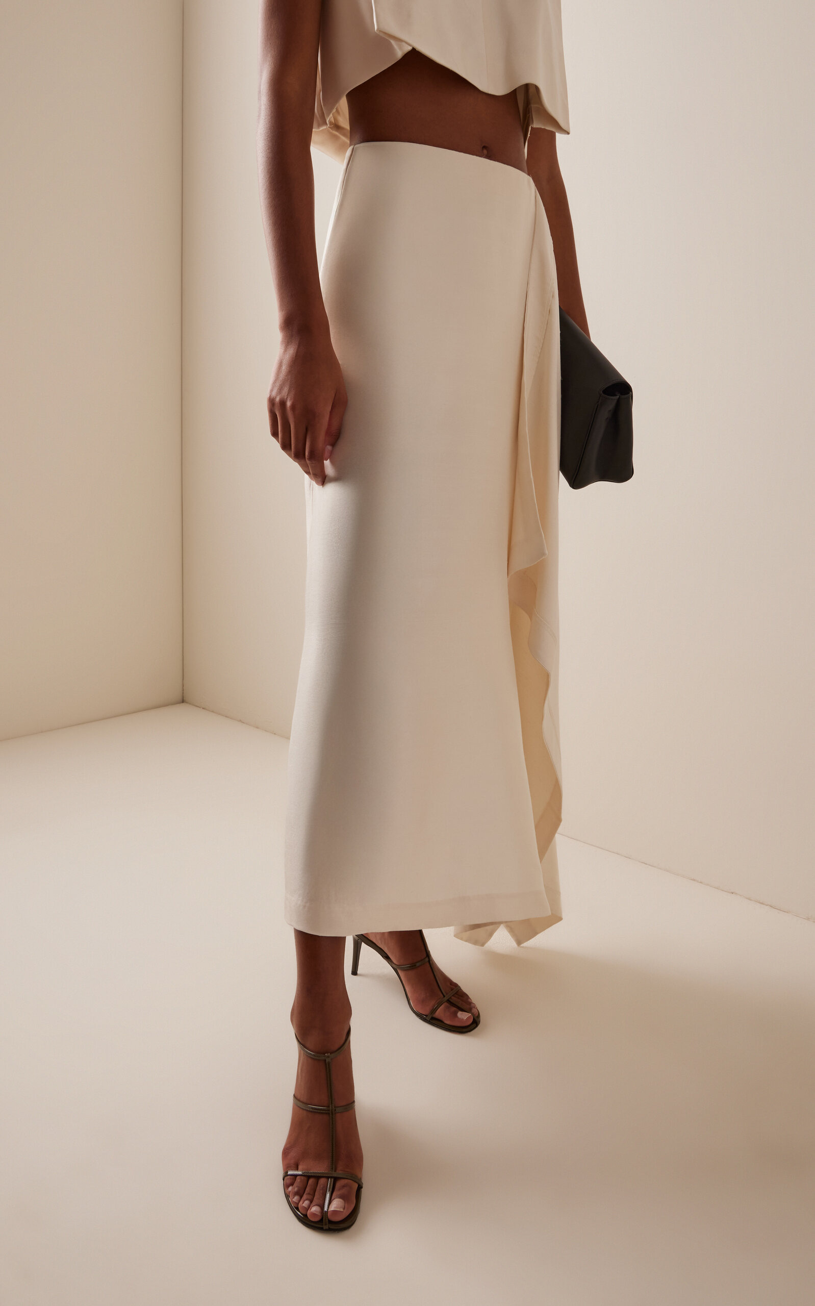 Mel Draped Silk Crepe Skort ivory - 3