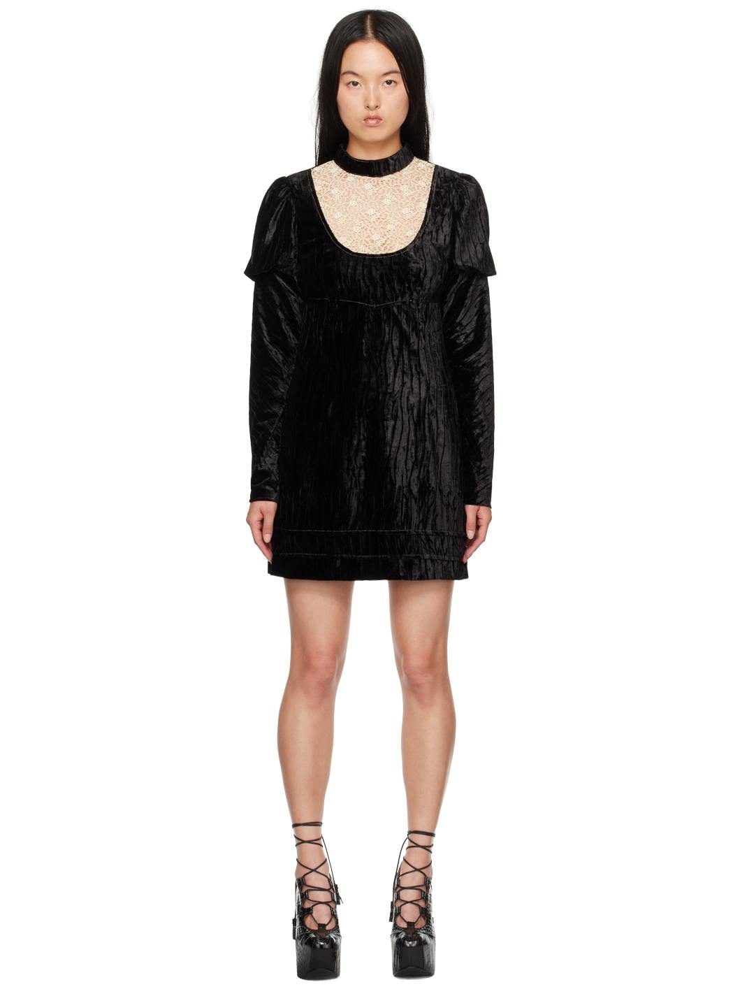 Black Cream Lace Minidress - 1
