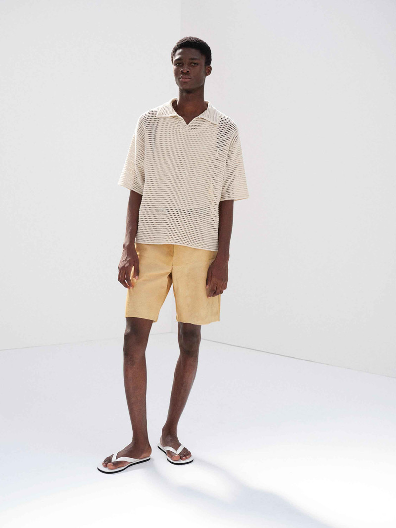 AURALEE TUSSAH SILK COTTON MESH KNIT SKIPPER POLO outlook