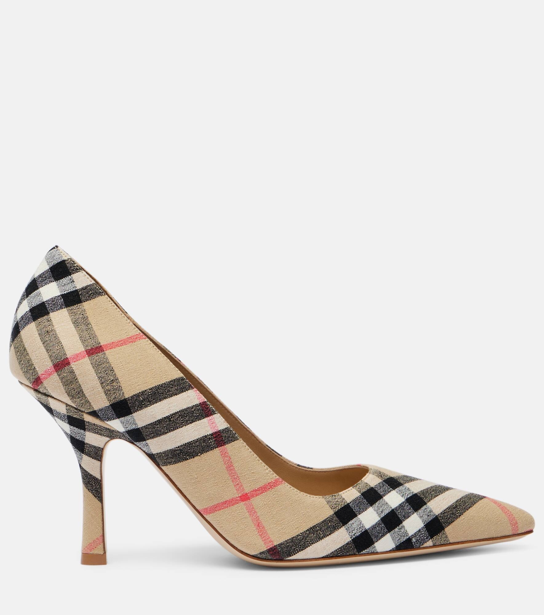 Dame 90 Burberry Check canvas pumps - 4