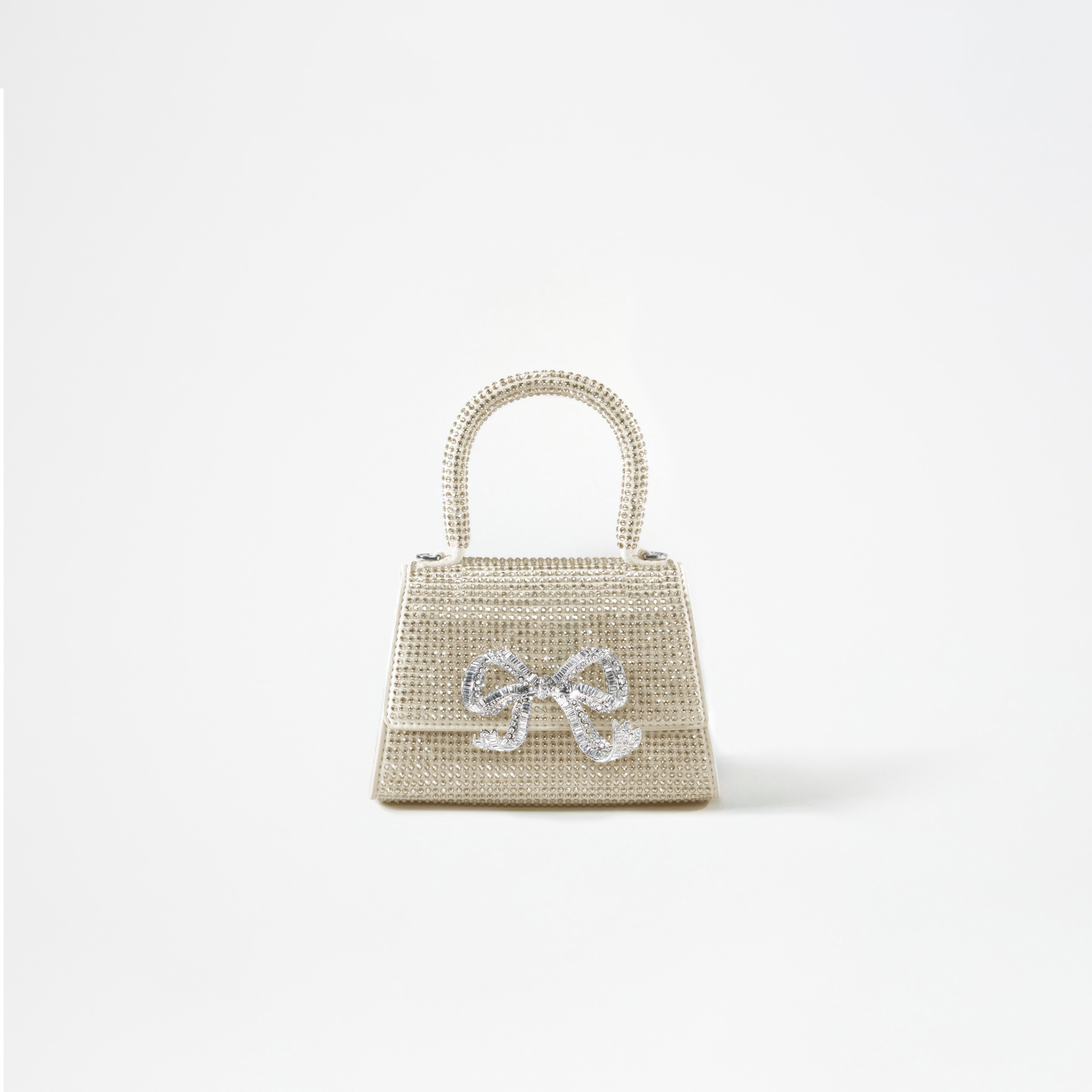 Self Portrait Diamante Micro Python Bow Bag