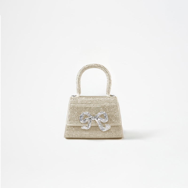 Cream Rhinestone Bow Micro Bag 1