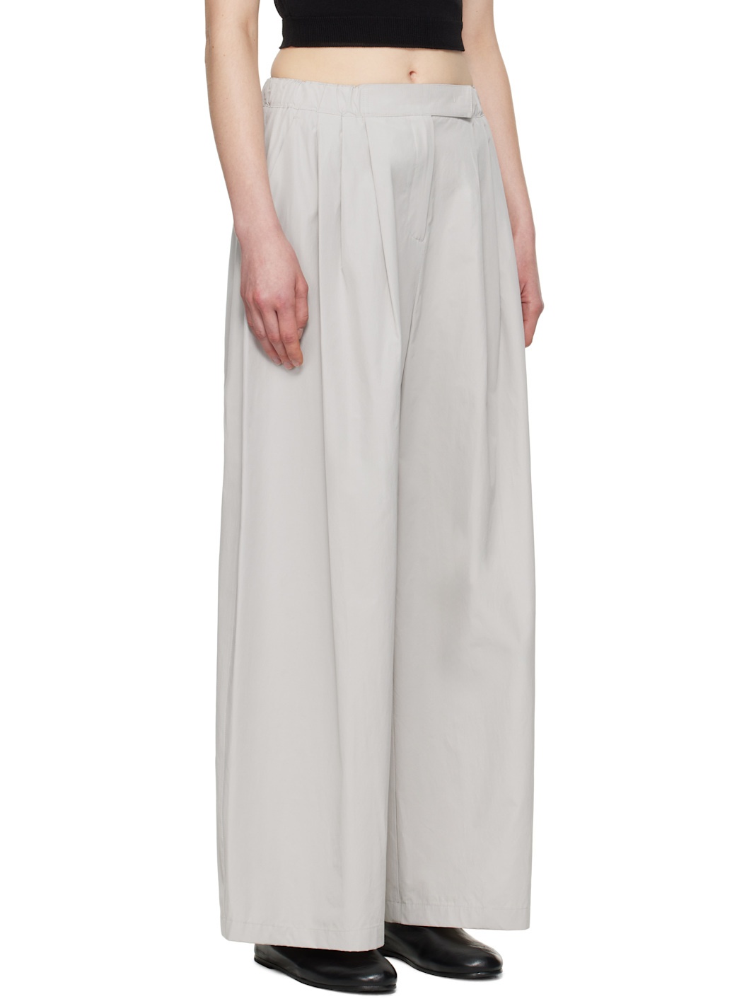 Gray Three Tuck Banding Trousers - 2