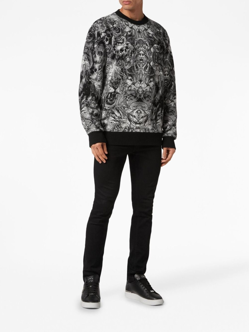 PHILIPP PLEIN Tattoo-jacquard crew-neck jumper outlook