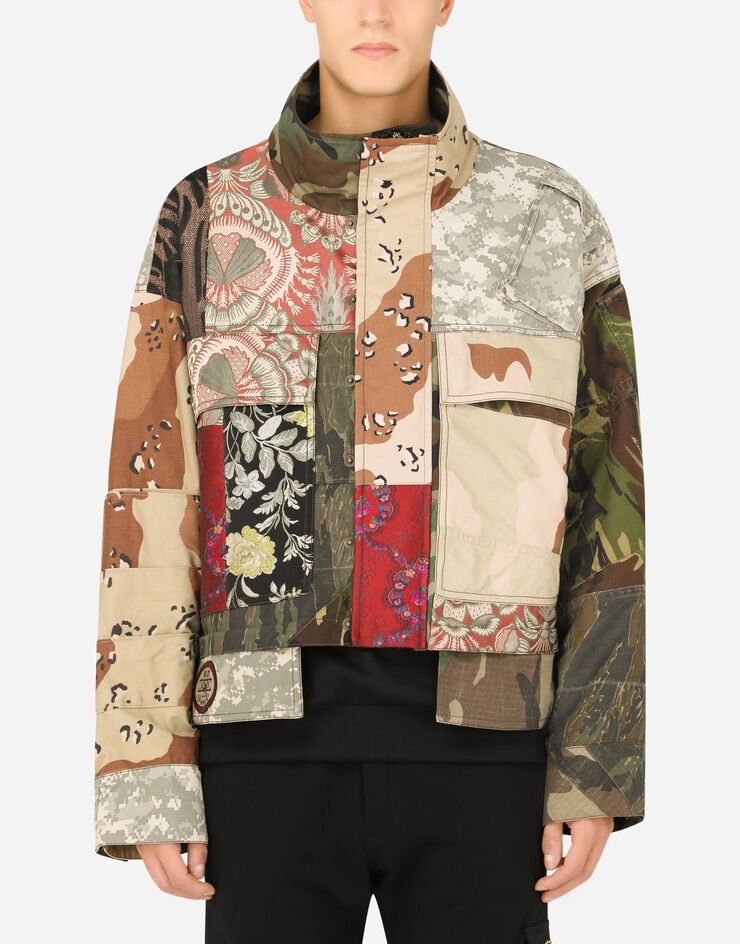 High-necked patchwork jacket - 1