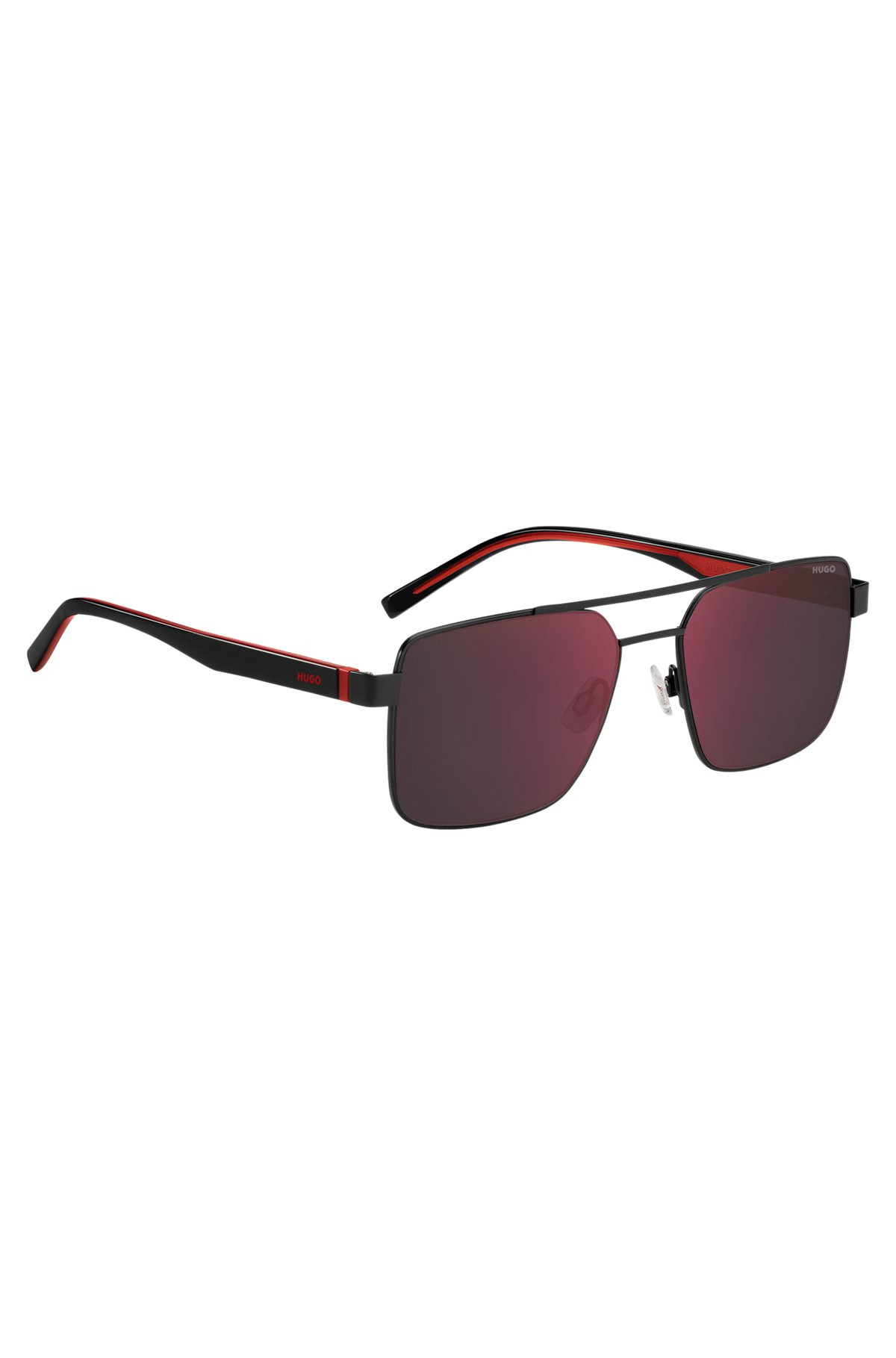 DOUBLE-BRIDGE SUNGLASSES IN BLACK AND RED - 4
