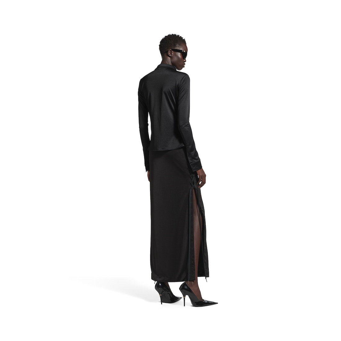 Women's Lace-up Shirt in Black - 4