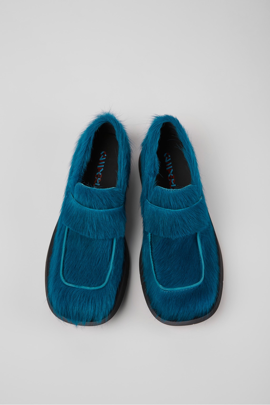 Blue long calf hair leather loafers - 4