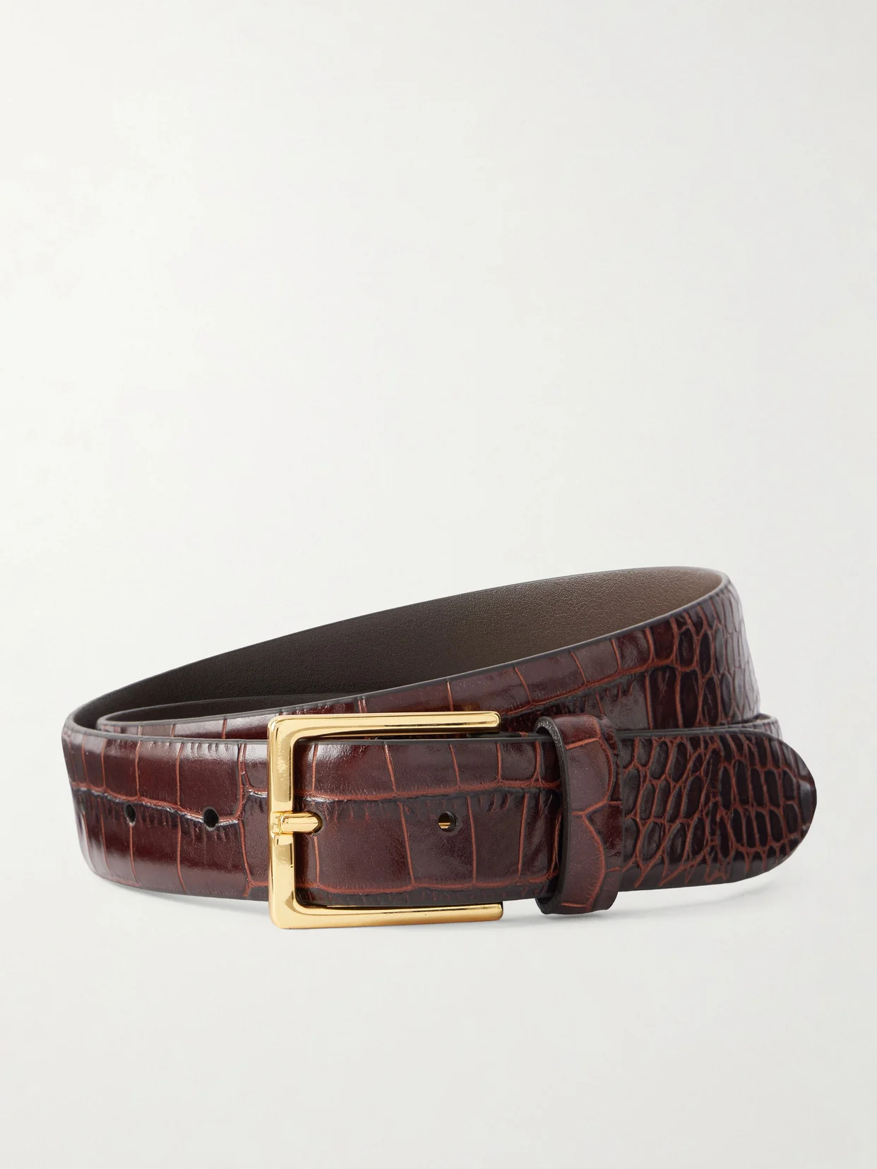 Croc-effect Leather Belt - 1