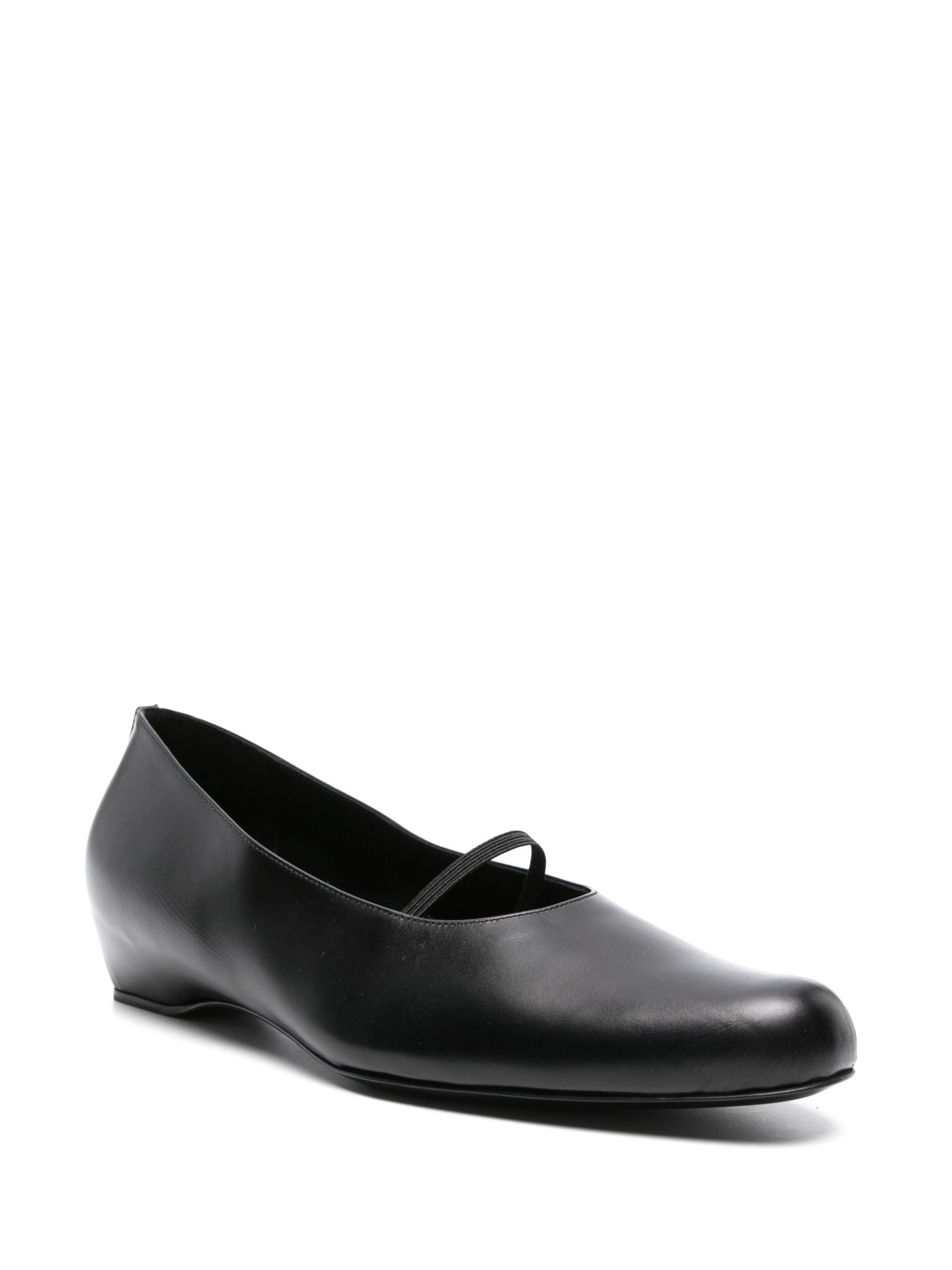 Black Marion Leather Ballerina Shoes - 2