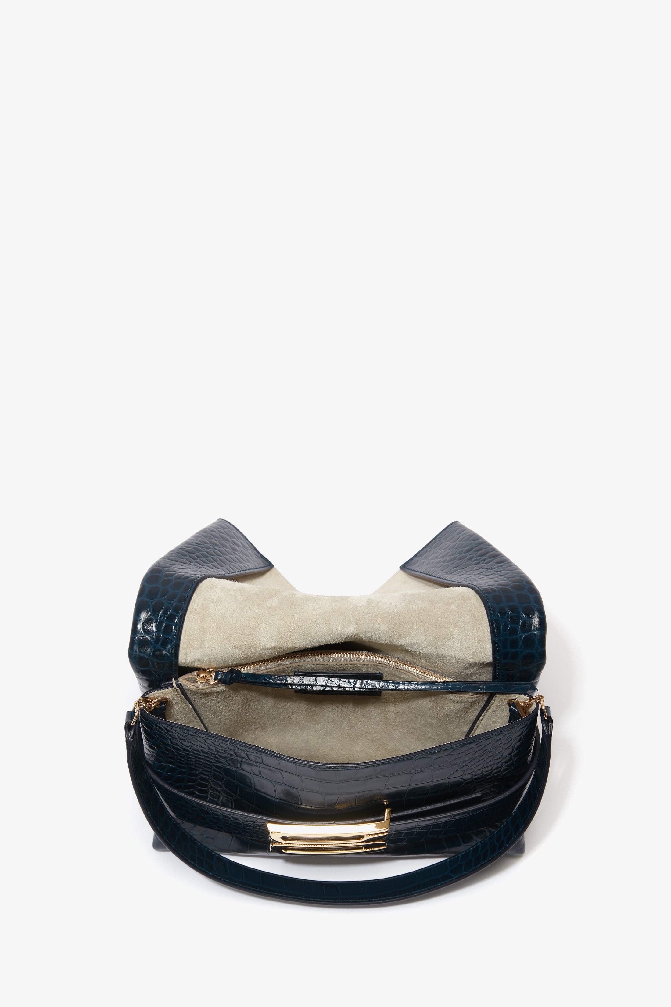 B Pouch In Croc Effect Midnight Blue Leather - 6