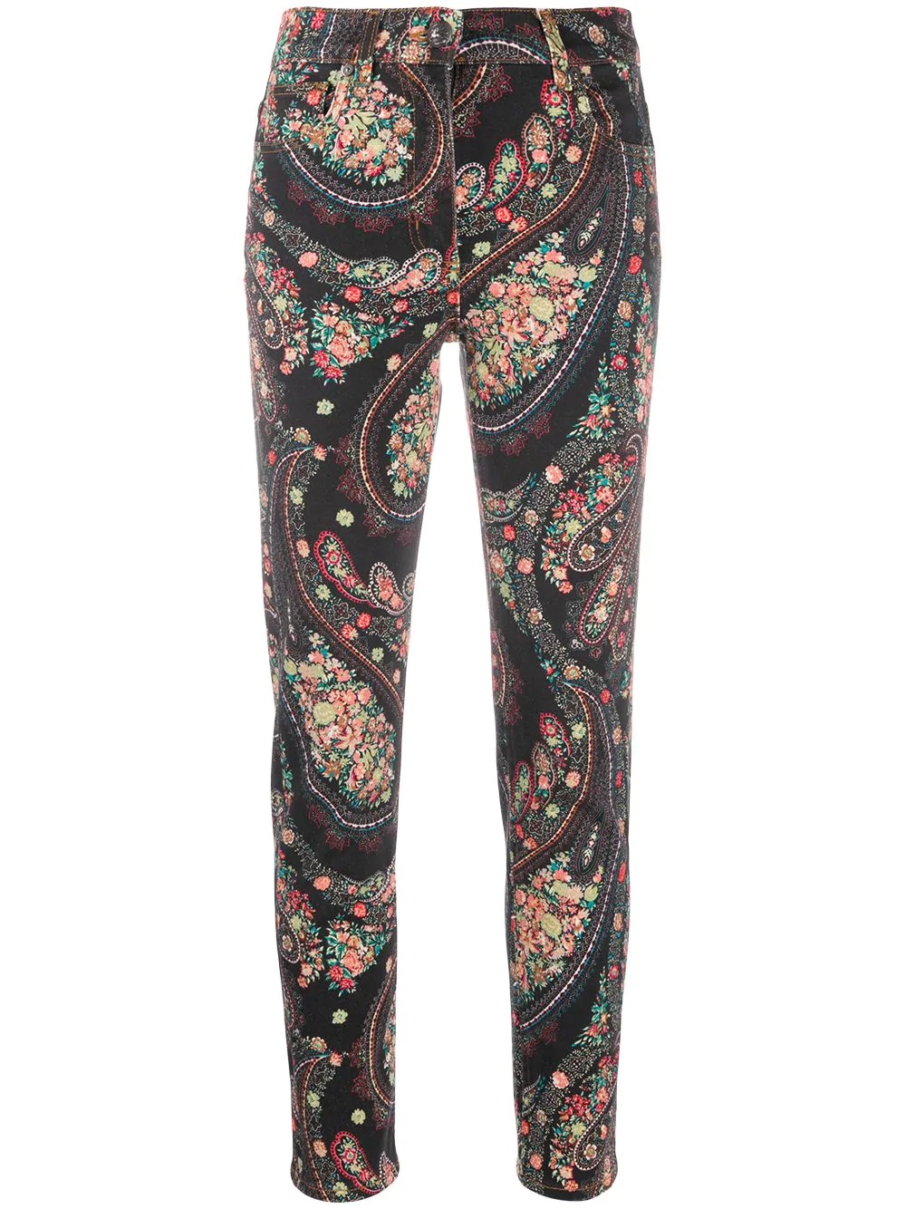 paisley print slim-fit jeans - 1