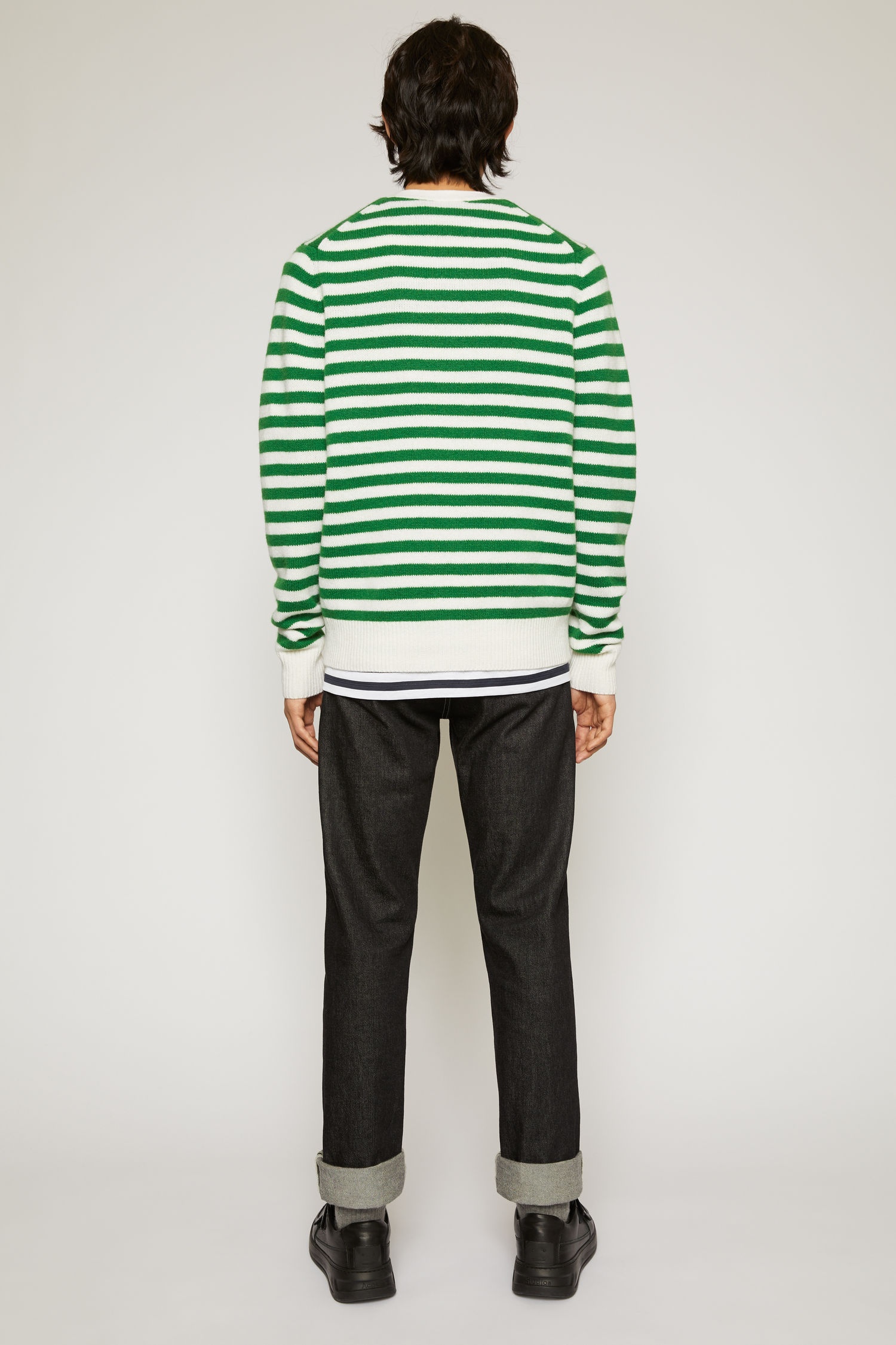 Breton stripe cardigan green/white - 5