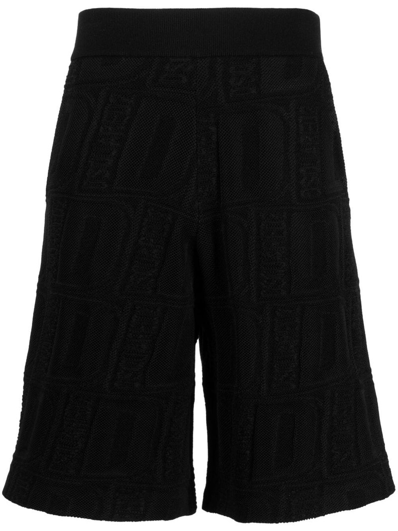 logo-print waffle-knit shorts 1