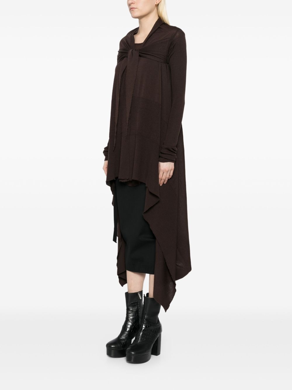 tied long wrap coat - 3