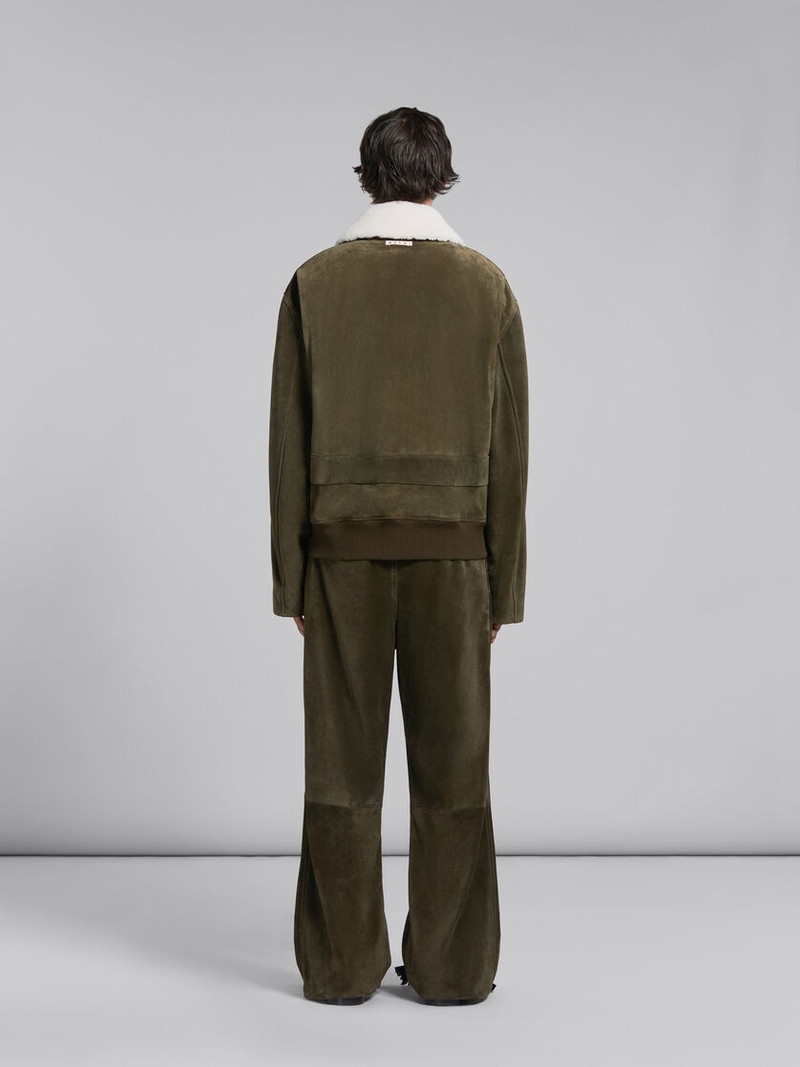 GREEN SUEDE JACKET WITH SHEARLING COLLAR 3