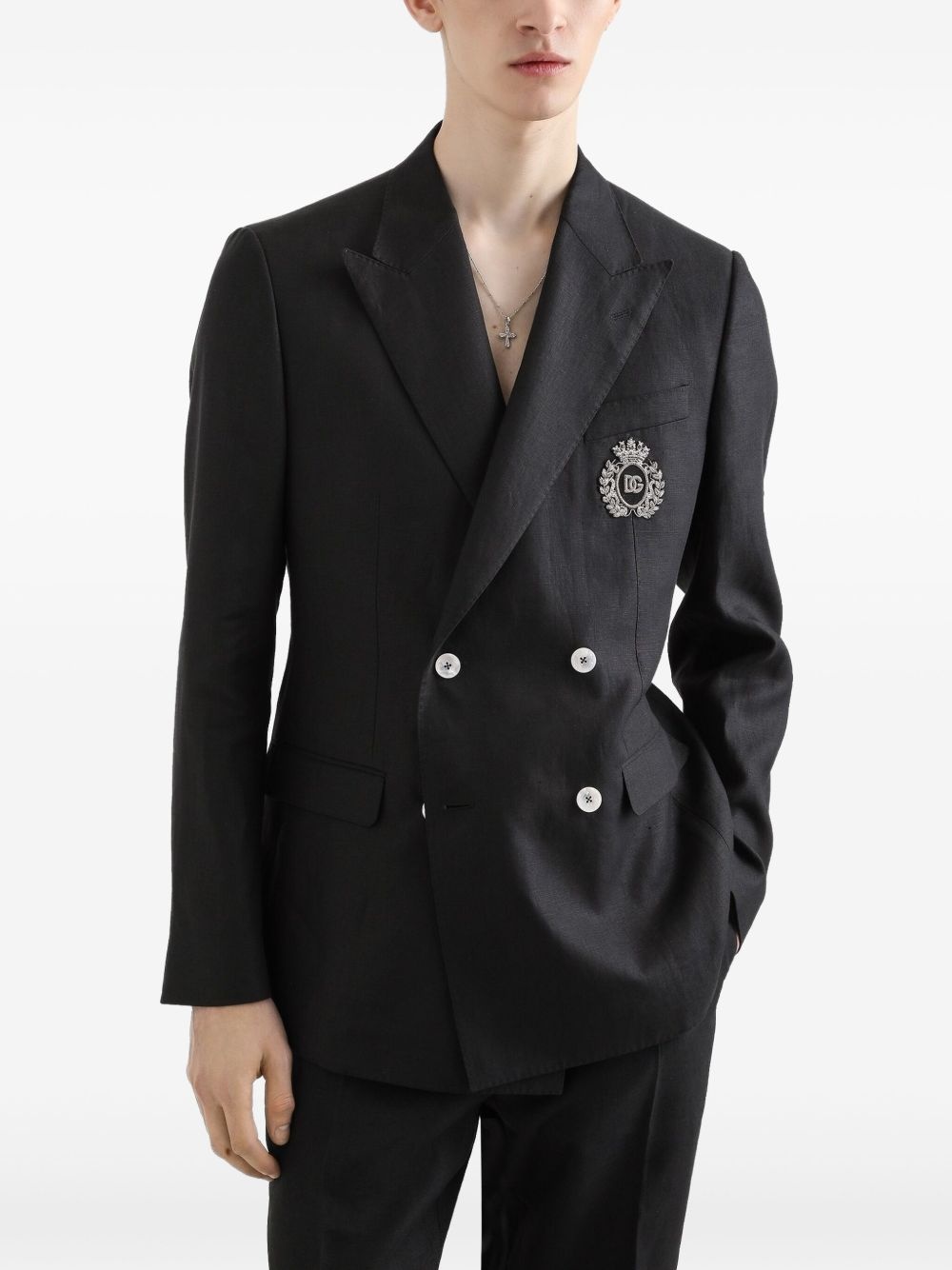 monogram-badge blazer - 4