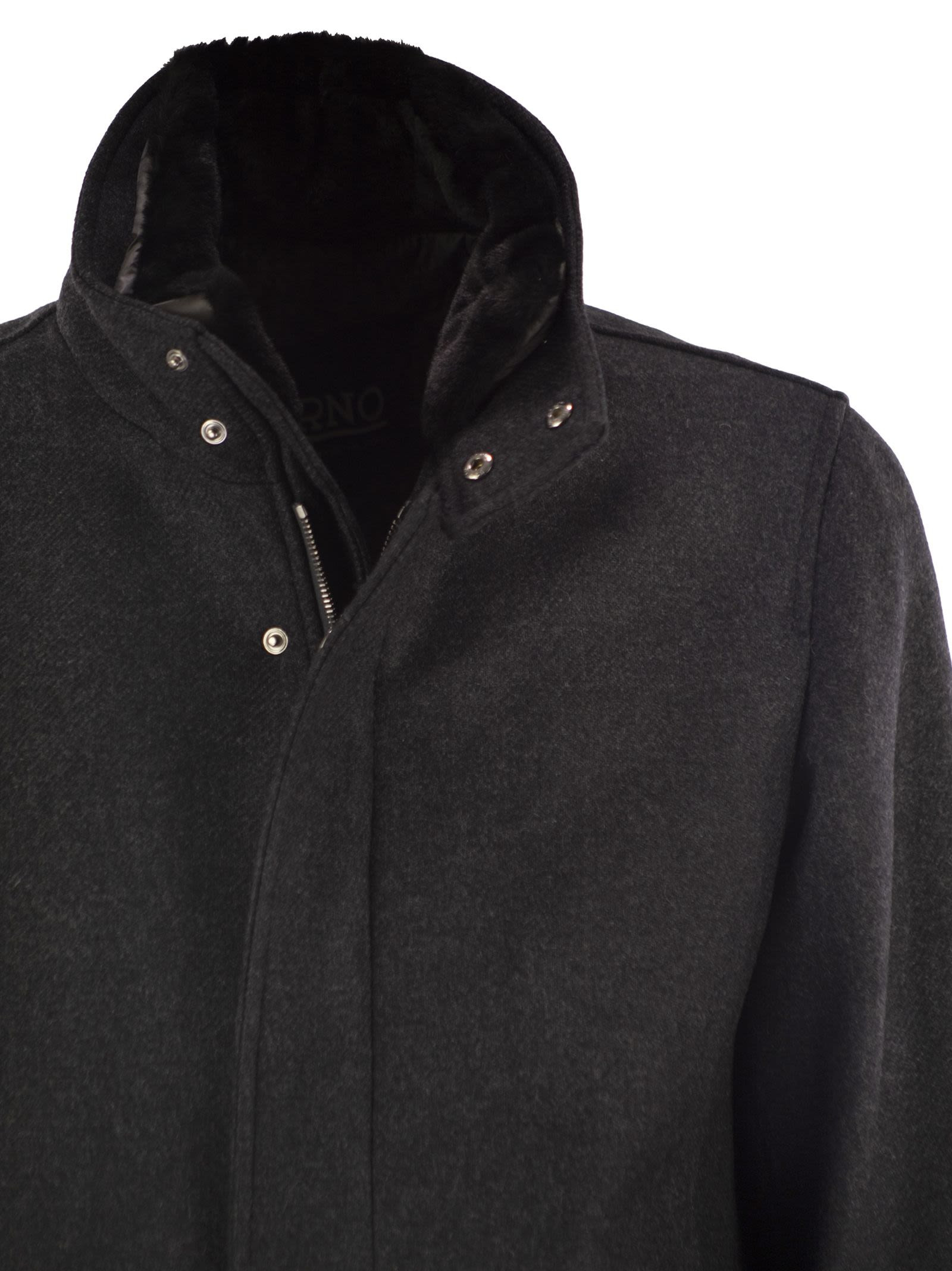 Herno Men Wool Coat With Detachable Collar - 4