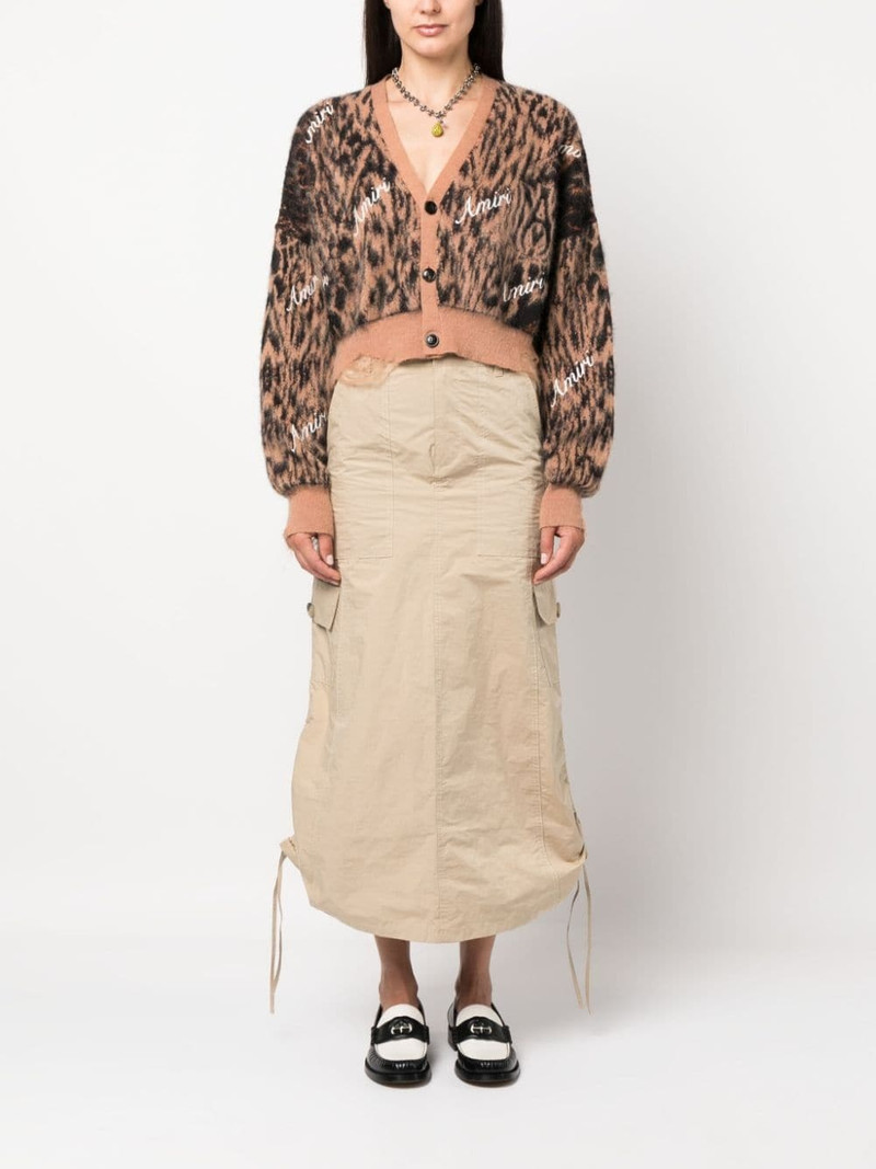 AMIRI leopard-print cropped cardigan outlook