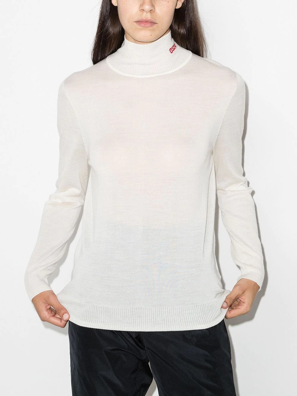 logo-embroidered roll-neck jumper - 2