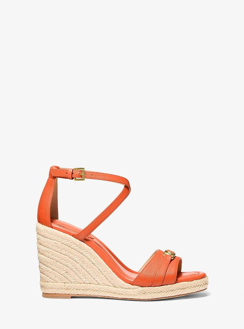Mandy Saffiano Leather Wedge Sandal 1