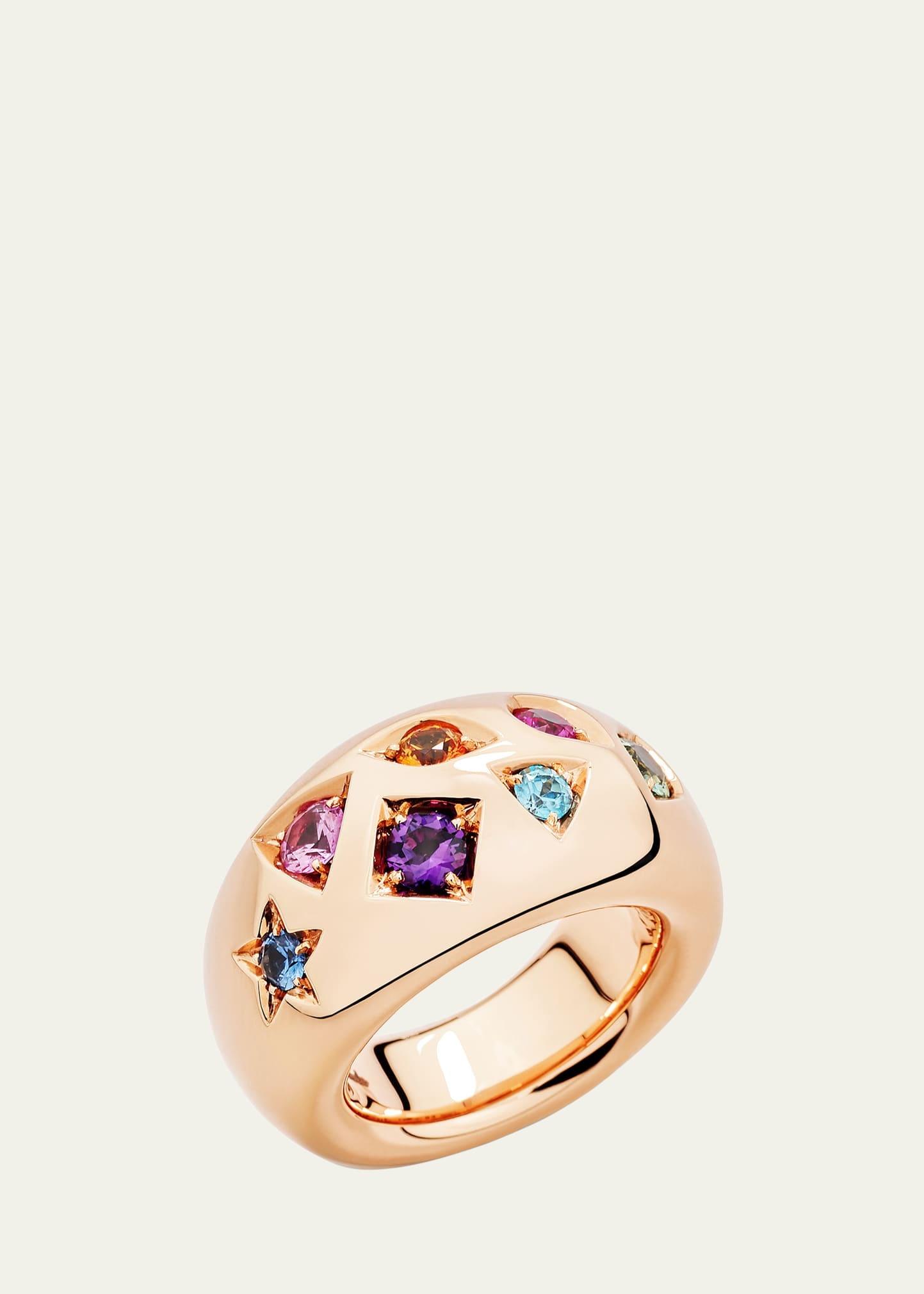 Iconica Dome Ring with Fancy Set Colored Stones - 1