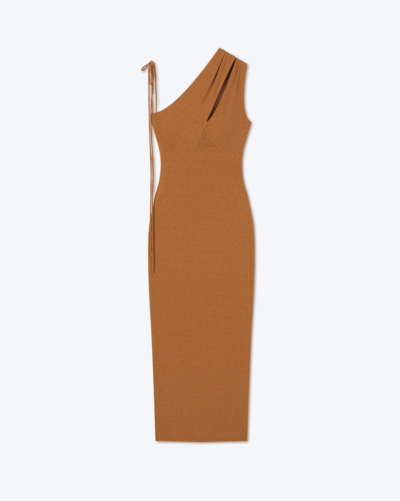 CAMILLE - Printed mesh-jersey midi dress - Caramel - 1
