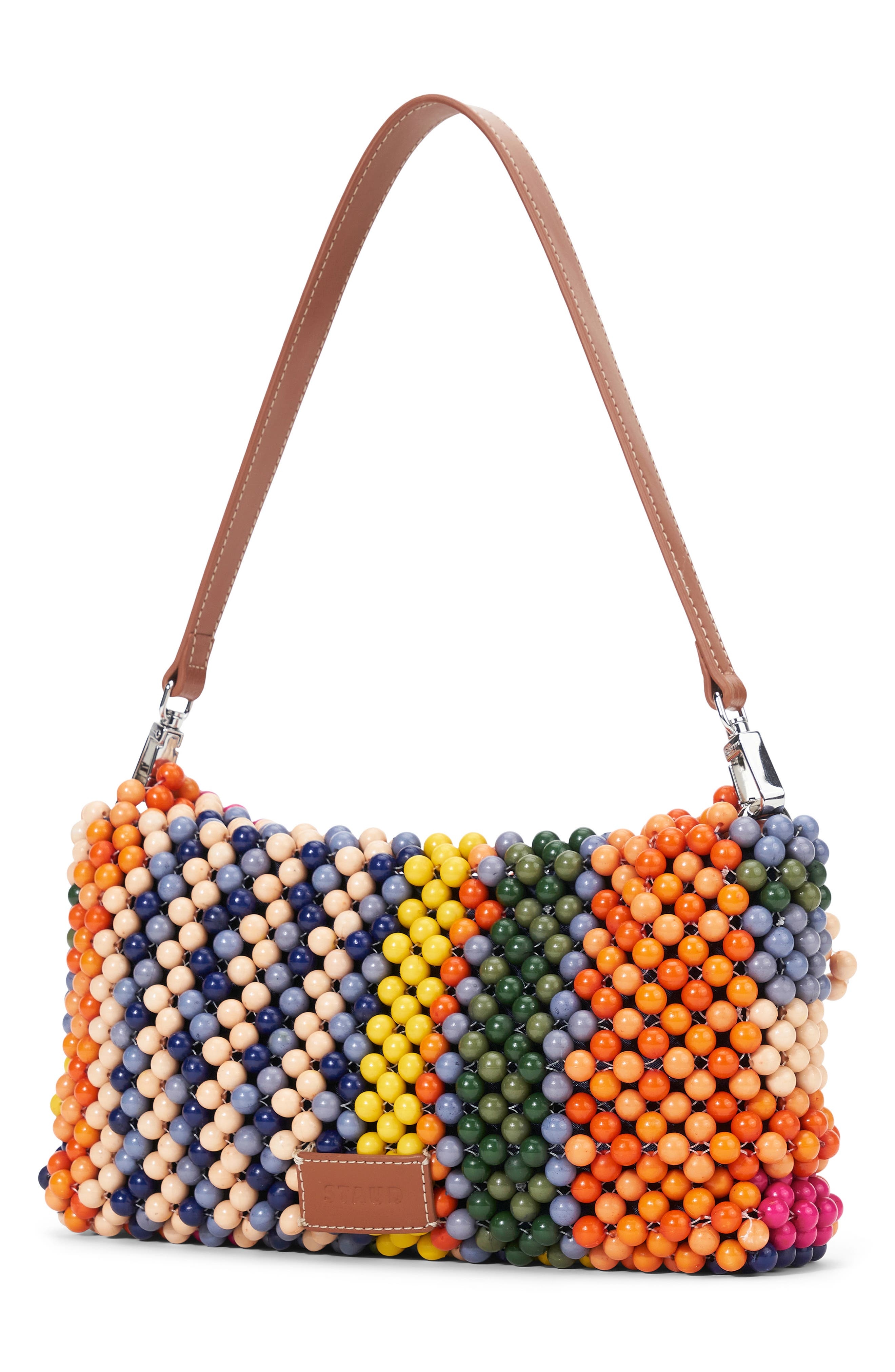 STAUD Timmy Beaded Shoulder Bag in Multi Bayadere Stripe at Nordstrom - 2