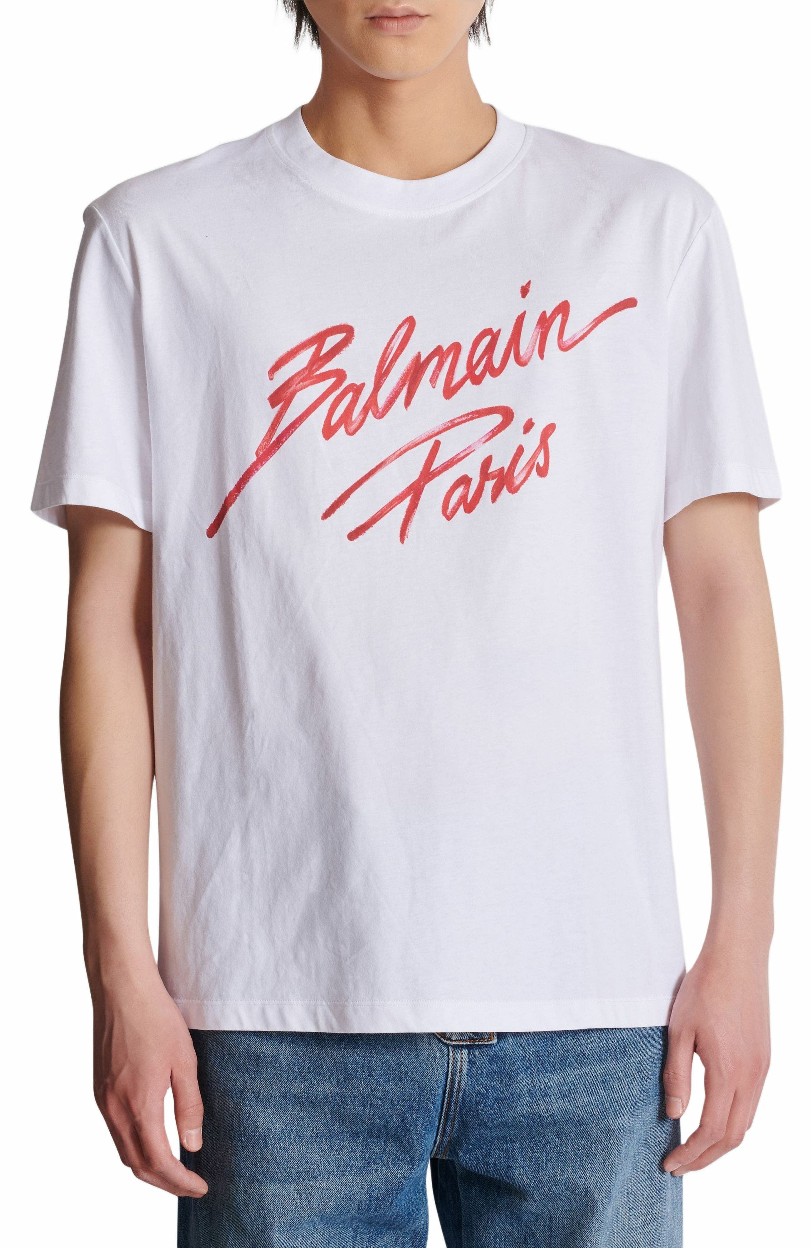 T-shirt with Balmain Lipstick print in Red at Nordstrom - 7