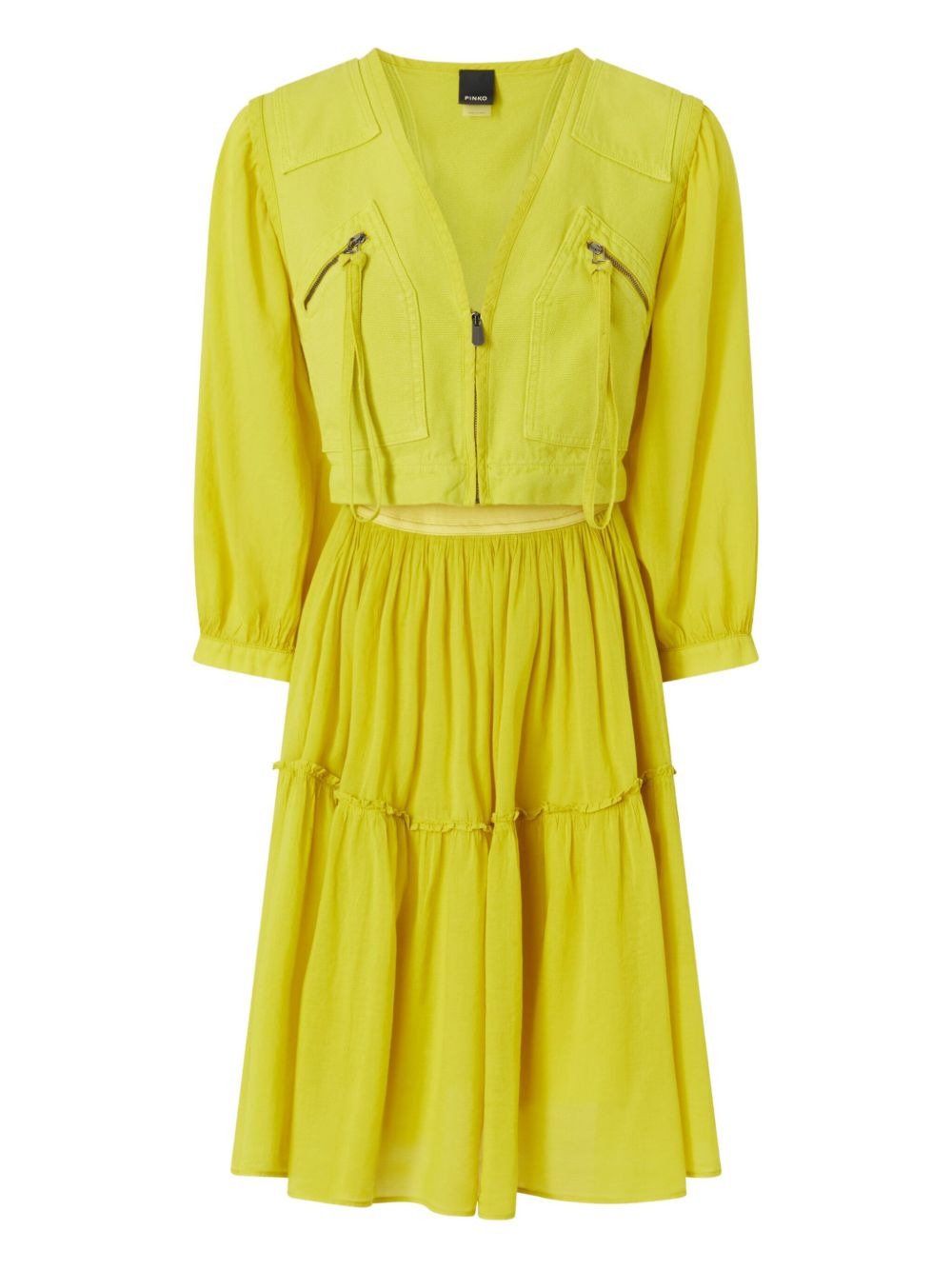 zip-fastening tiered midi dress - 1
