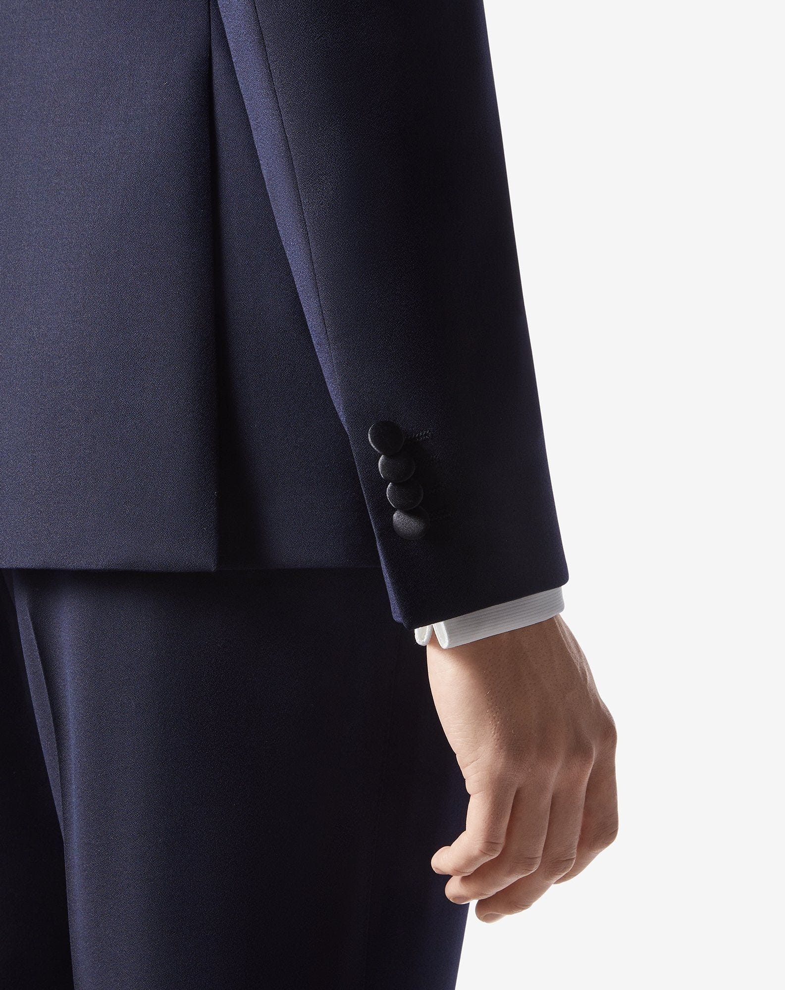 Navy blue S120's wool sablé tuxedo - 6