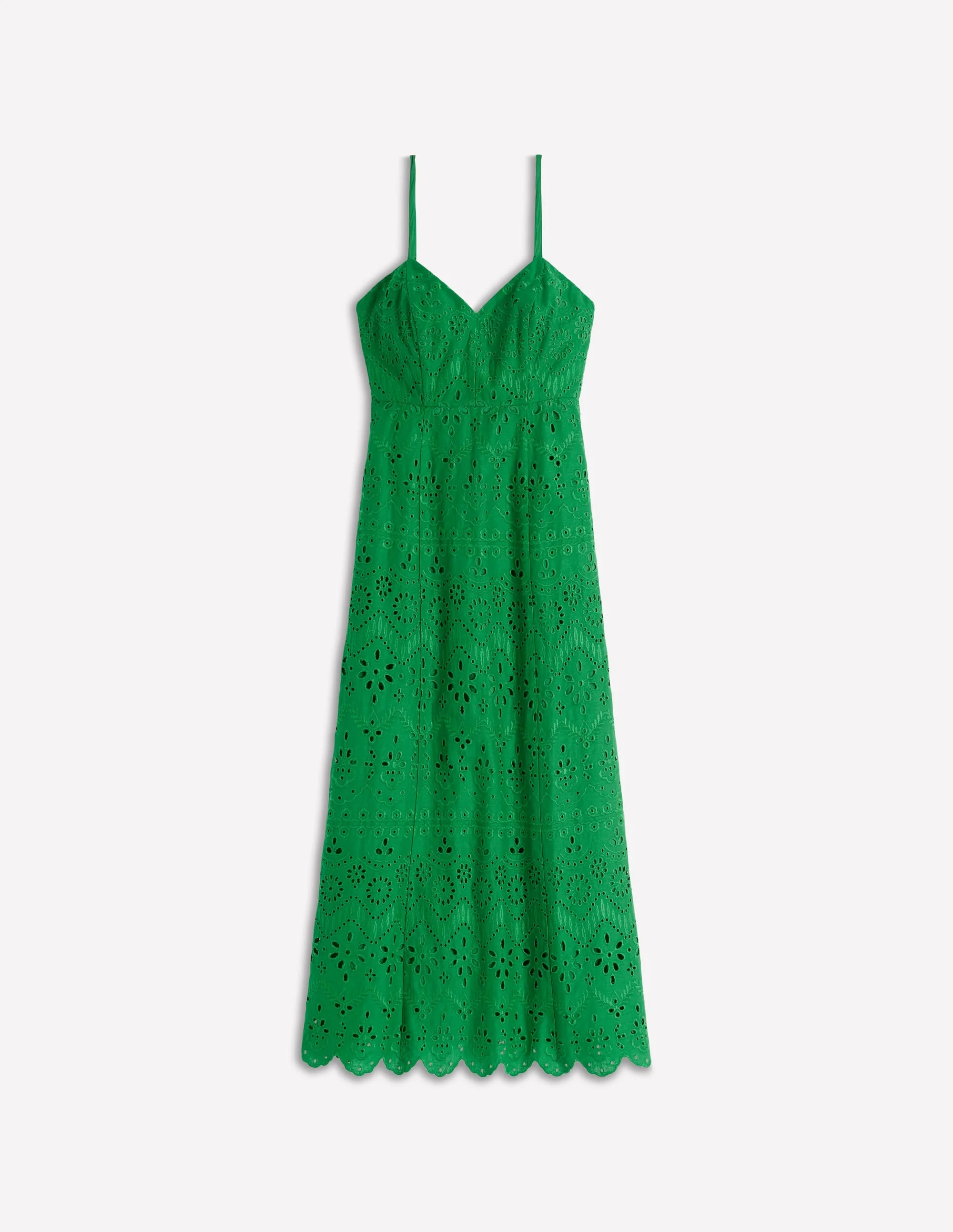 Empire Linen Broderie Dress-Rich Emerald Broderie - 1