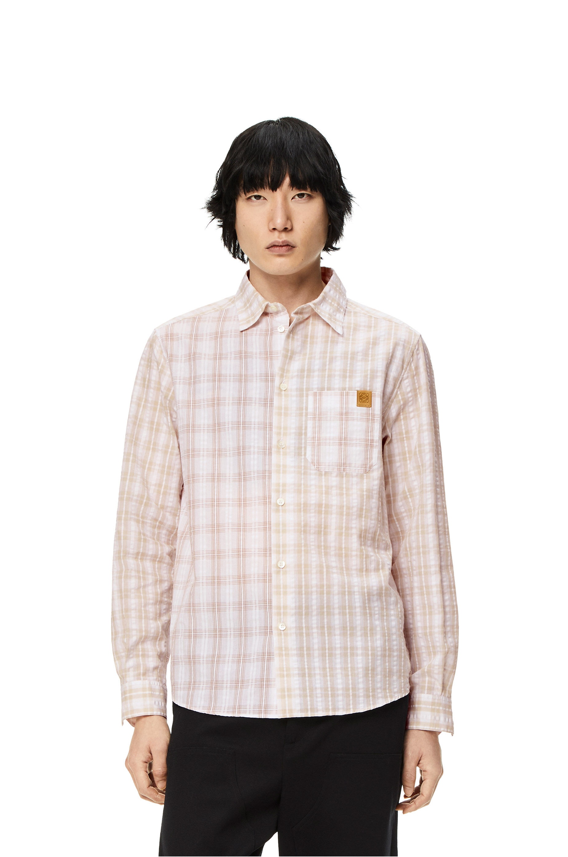 Patchwork check shirt in cotton - 3