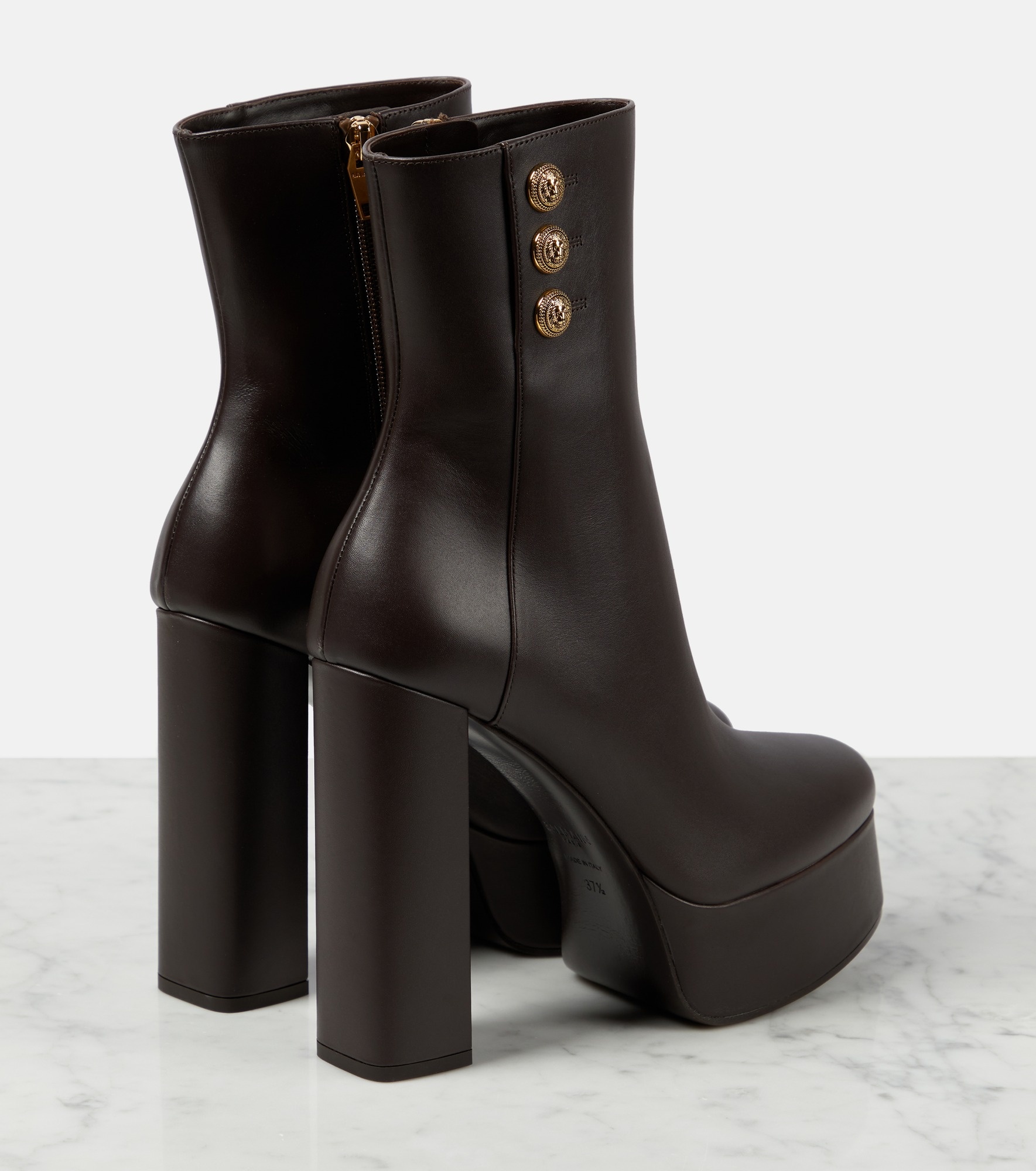 Brune leather platform ankle boots - 3