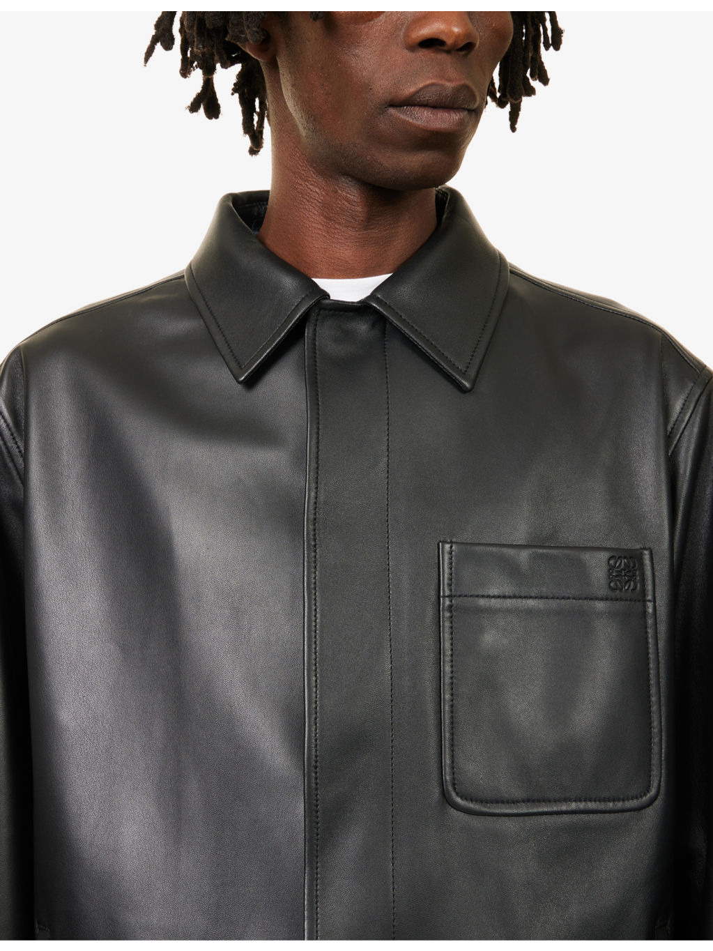 Relaxed-Fit Monogram Leather Overshirt - 5