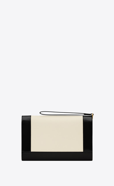SAINT LAURENT cassandre flap pouch in lambskin and shiny leather outlook