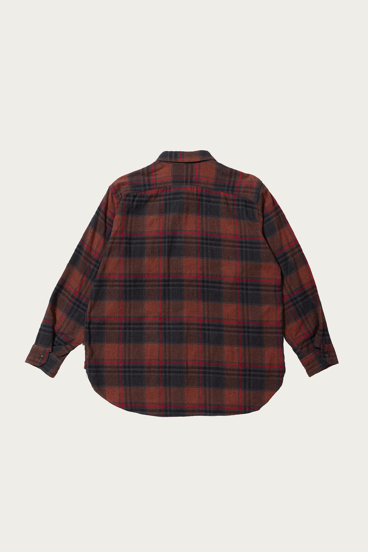 Work Shirt - Orange/Red Cotton Plaid Flannel - 2