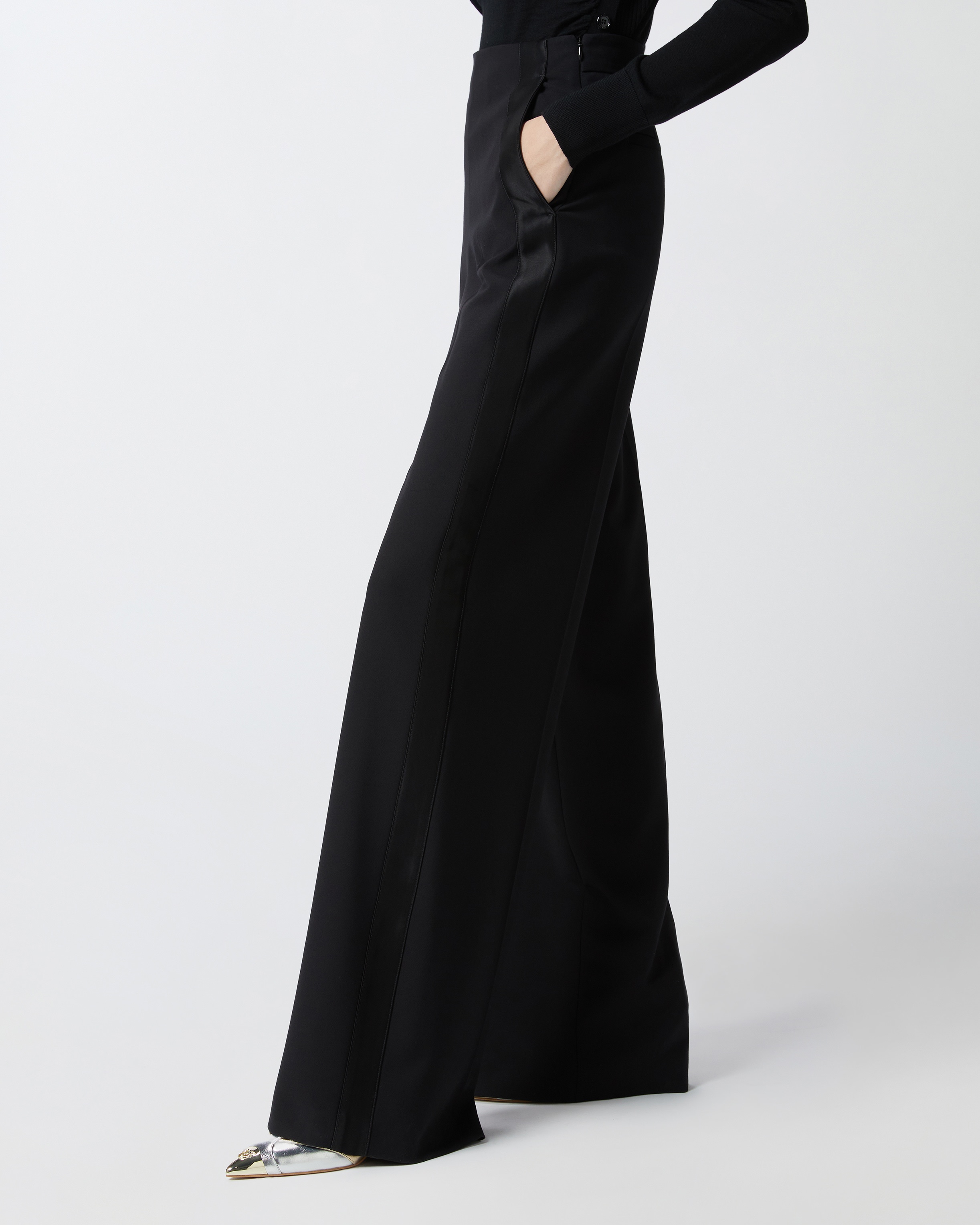 ELEGANT TROUSERS WITH SHINY SIDE BAND - 3